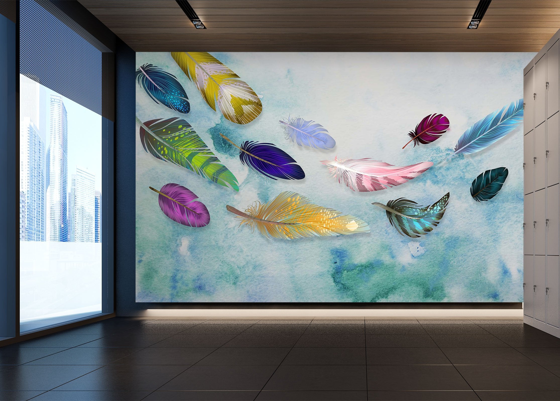 3D colorful feathers 14 Wall Murals Wallpaper AJ Wallpaper