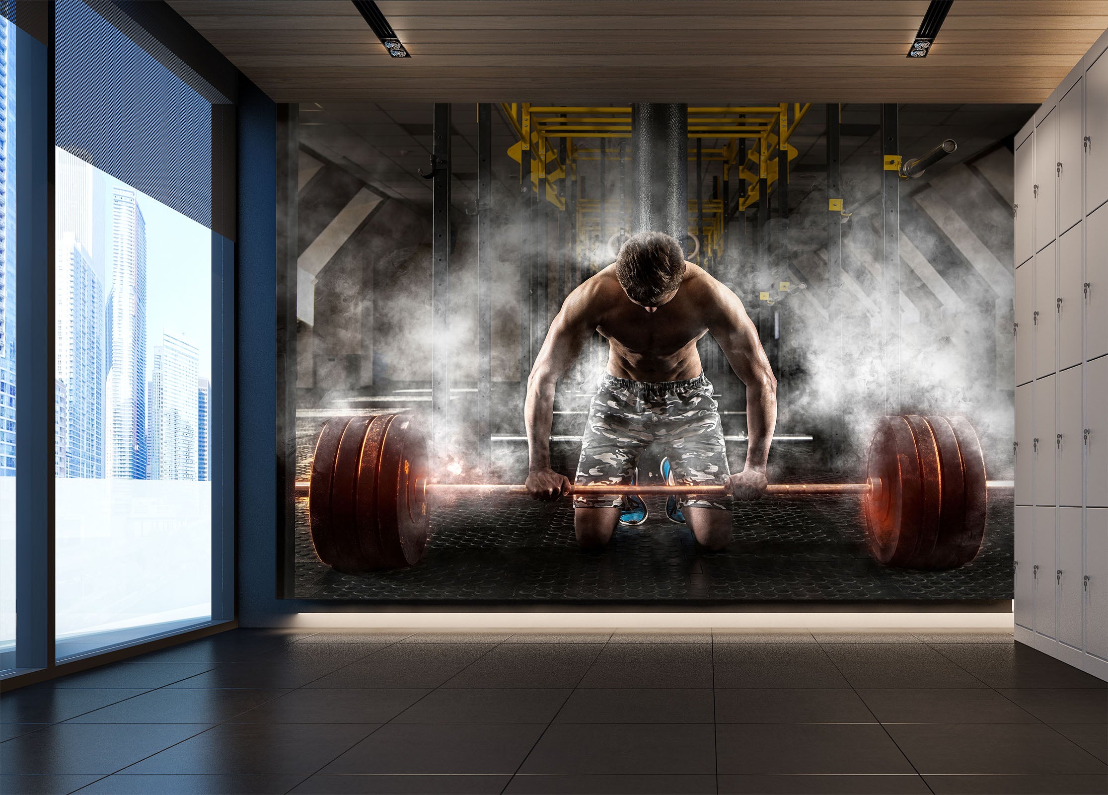 3D Barbell Squat 303 Wall Murals