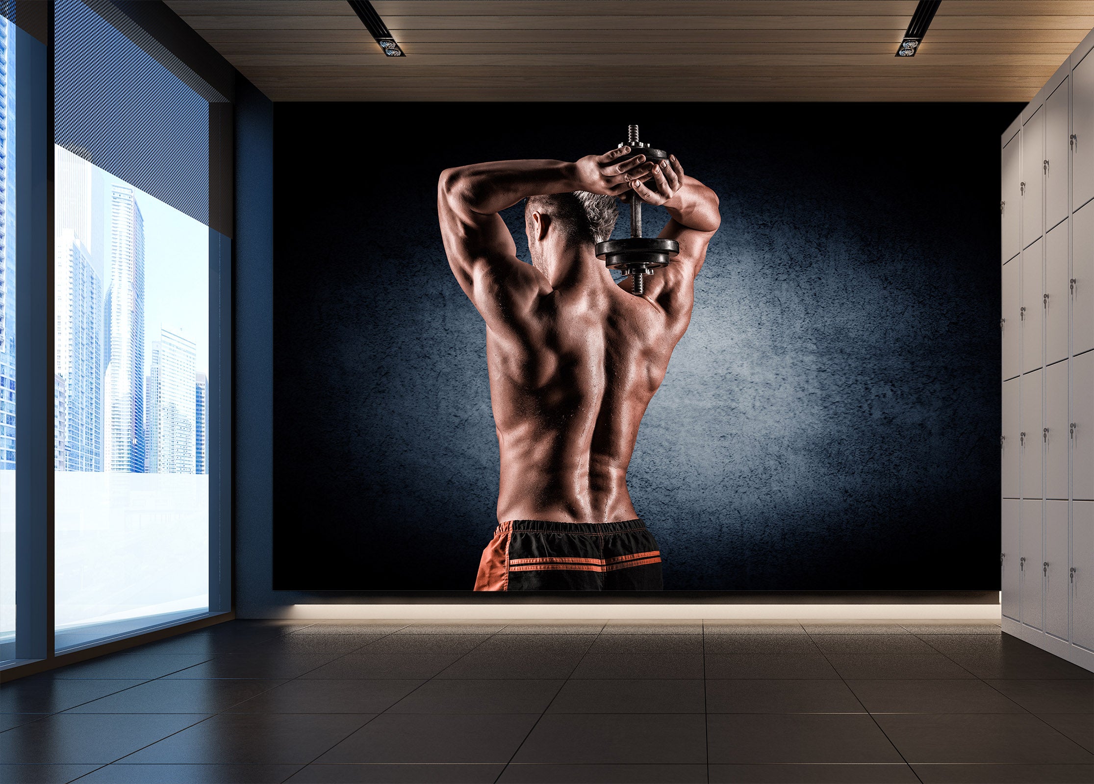 3D Lifting Dumbbell 041 Wall Murals Wallpaper AJ Wallpaper 2