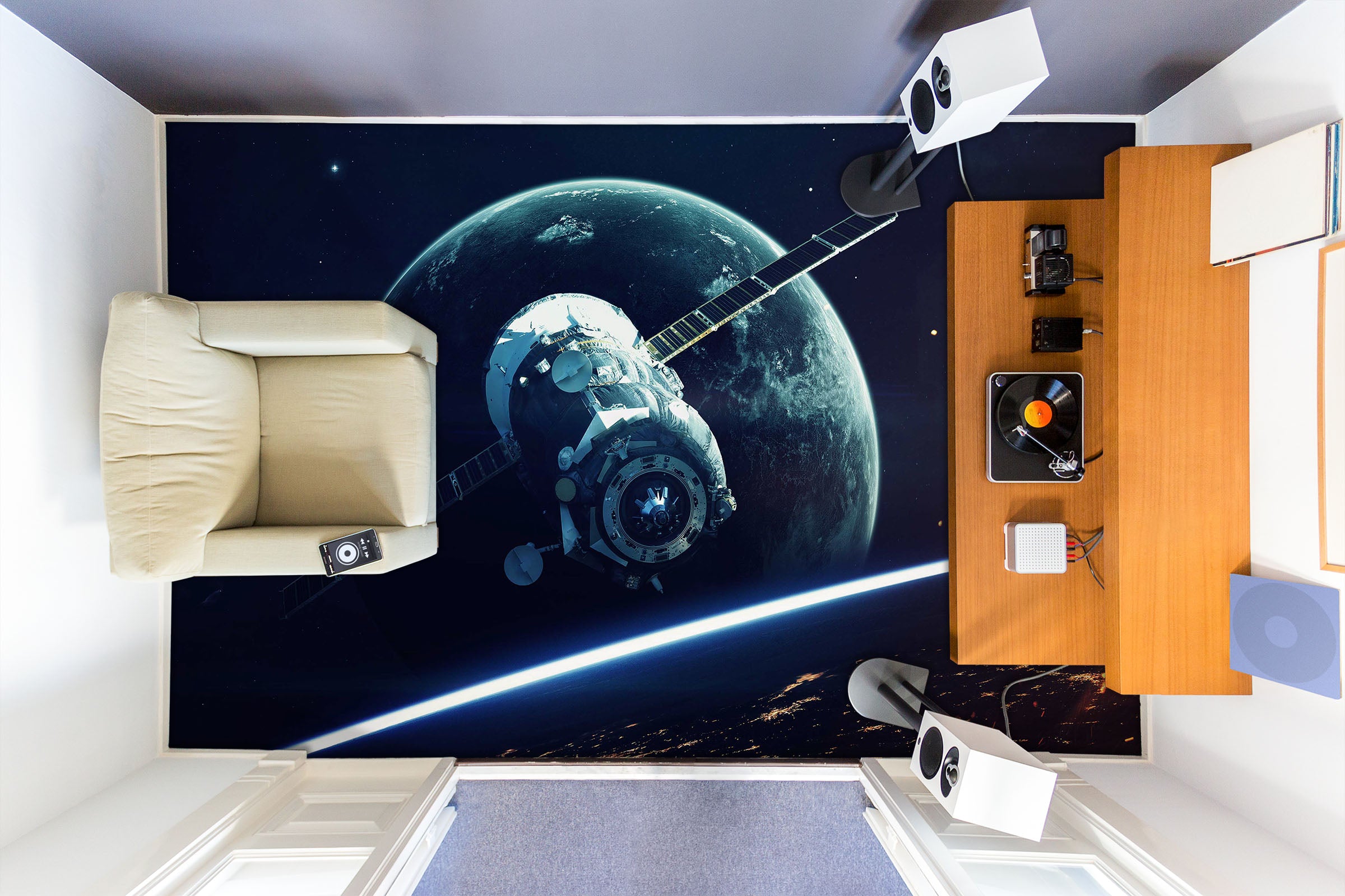 3D Satellite Exploration 1216 Floor Mural Wallpaper Murals Self-Adhesive Removable Print Epoxy