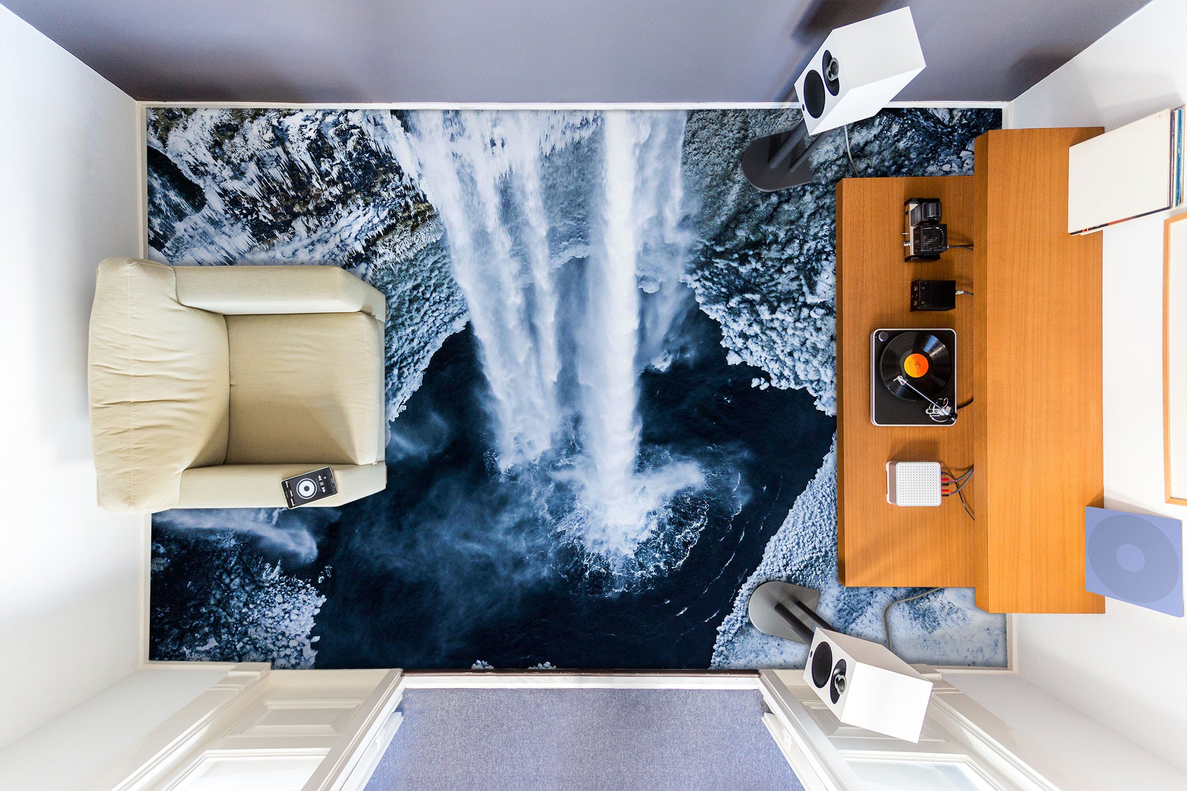 3D Cold Waterfall 686 Floor Mural Wallpaper Murals Rug & Mat Print Epoxy waterproof bath floor