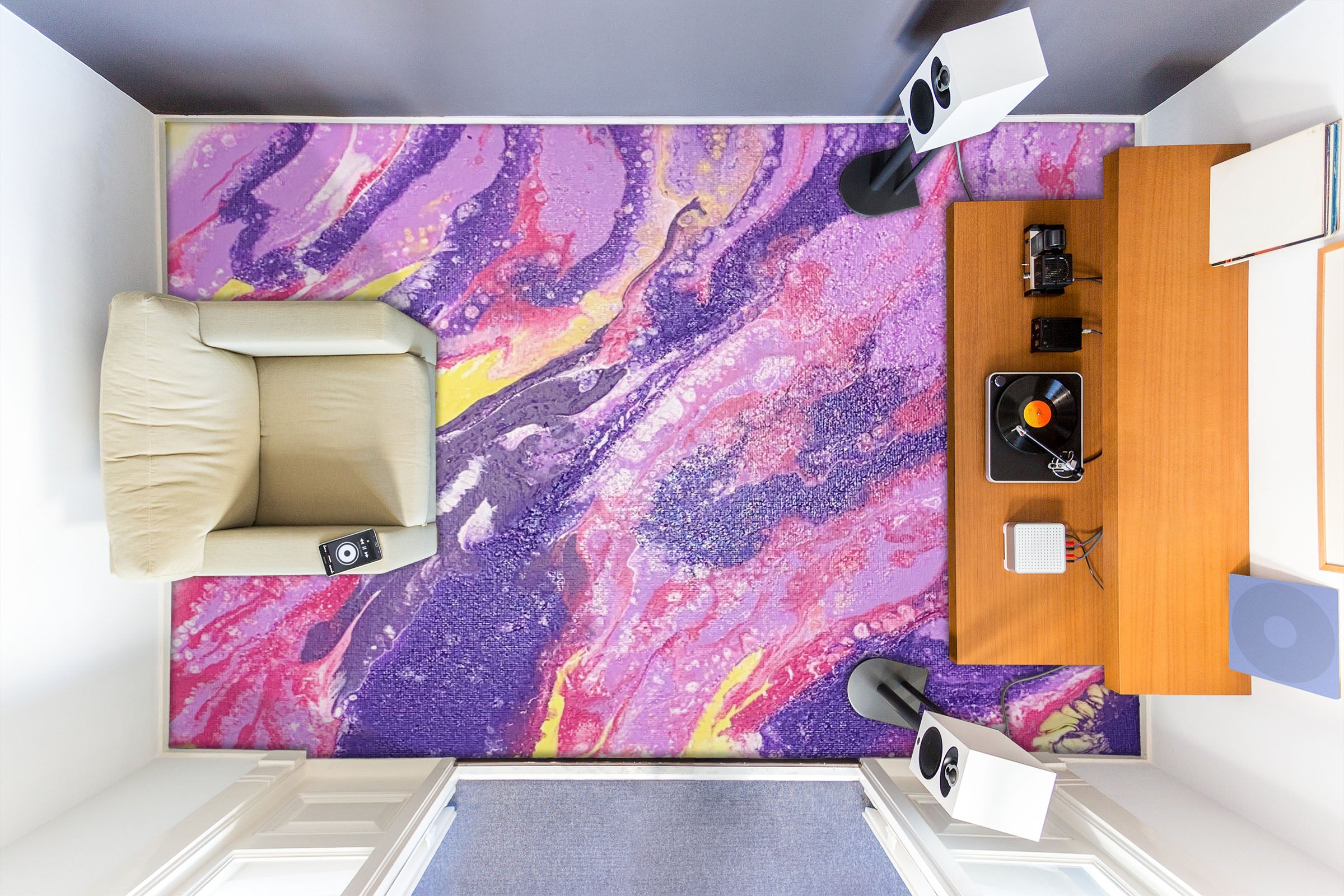 3D Purple Pink Pattern 98193 Valerie Latrice Floor Mural Wallpaper Murals Self-Adhesive Removable Print Epoxy