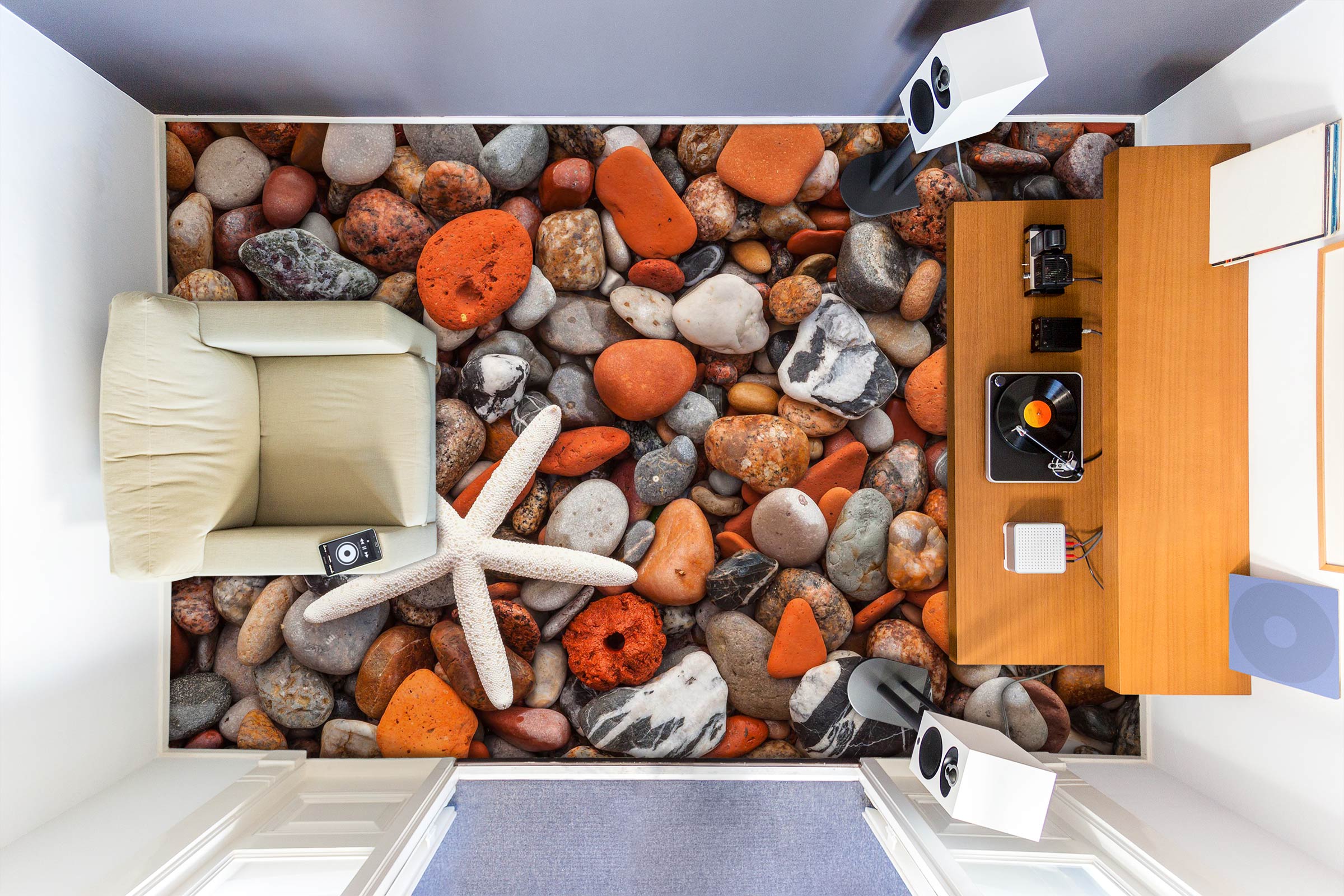 3D Cute White Starfish 1020 Floor Mural Wallpaper Murals Self-Adhesive Removable Print Epoxy