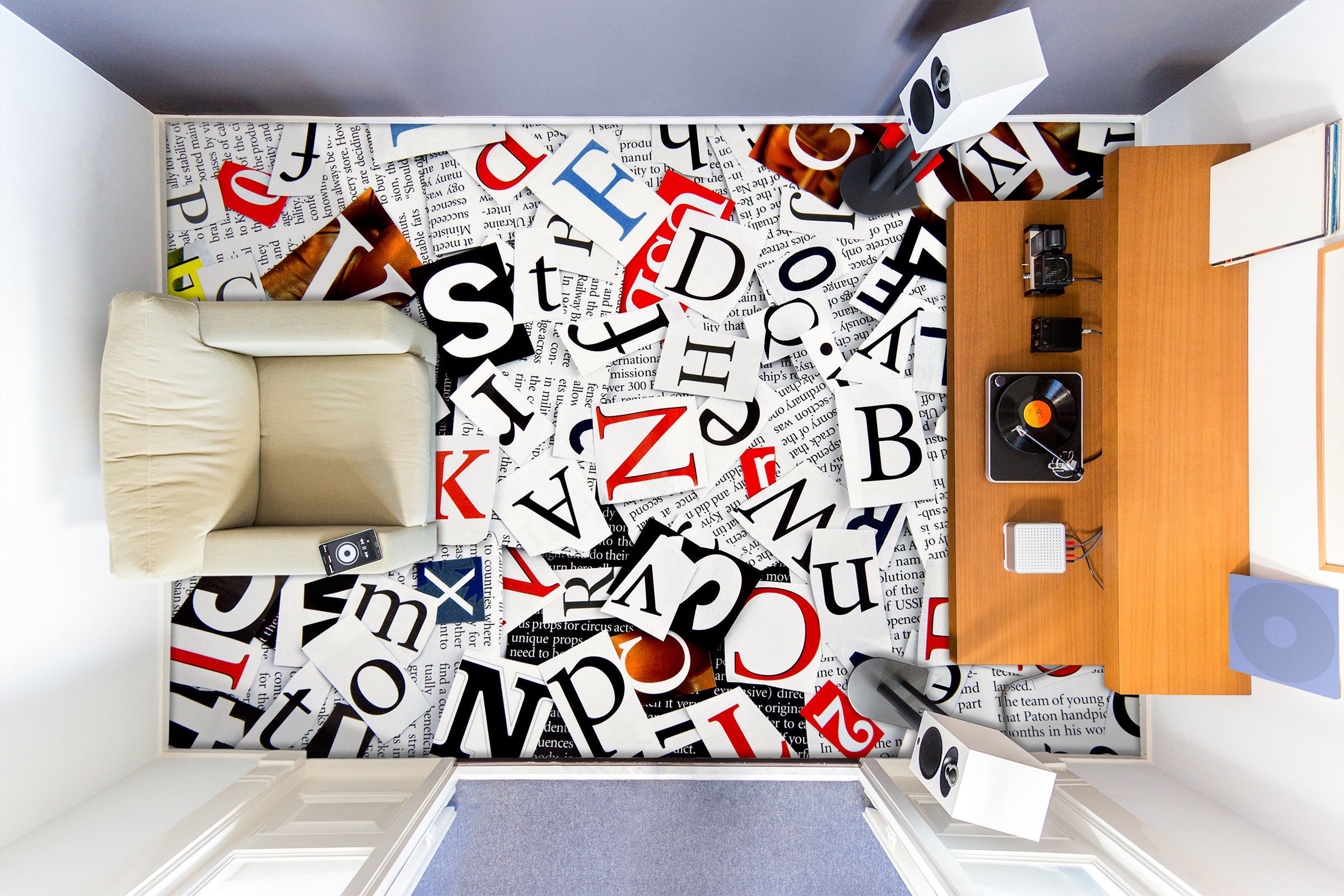 3D Black And Red Letters 1355 Floor Mural Wallpaper Murals Self-Adhesive Removable Print Epoxy