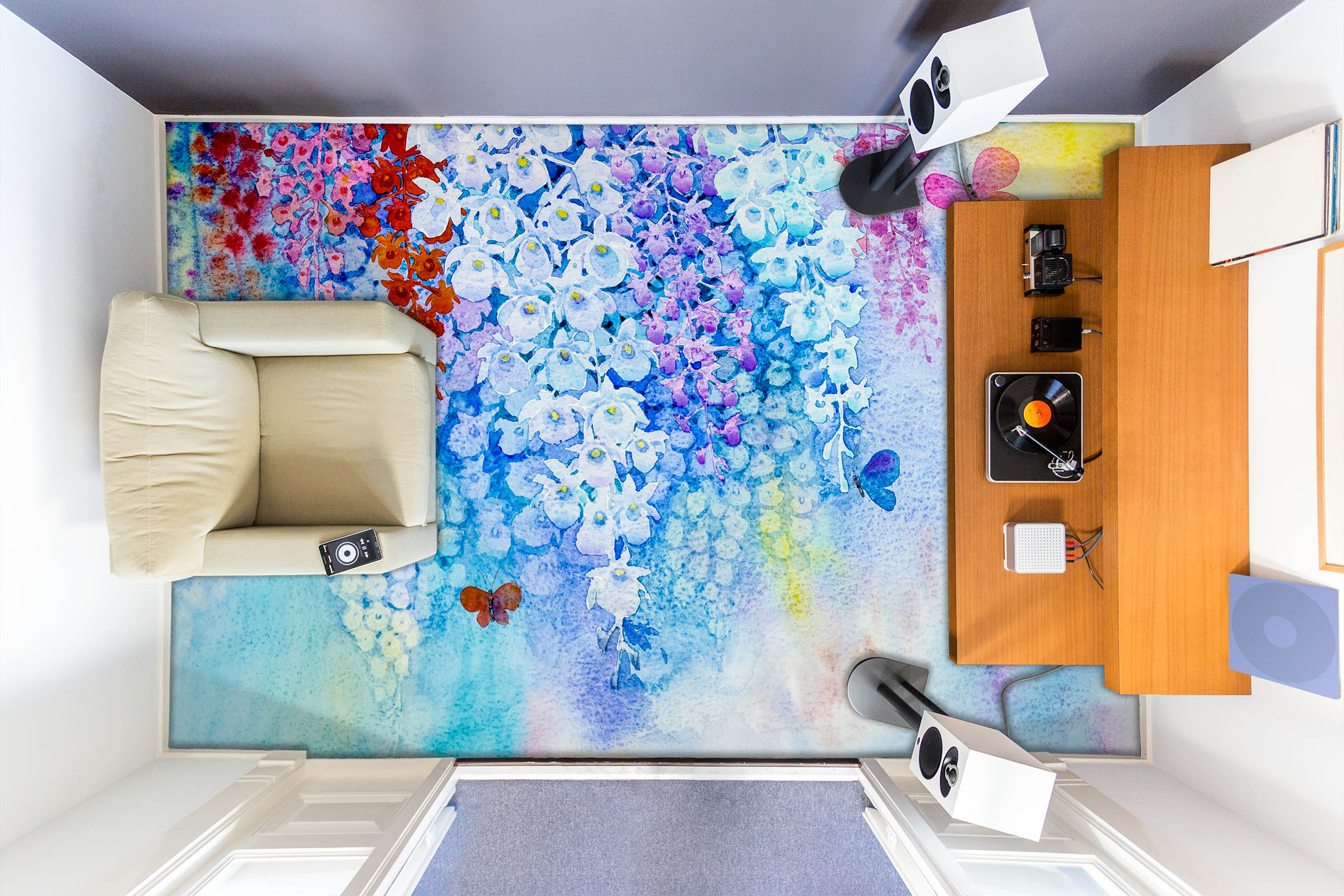 3D Blue Flower Bunch 1229 Floor Mural Wallpaper Murals Self-Adhesive Removable Print Epoxy