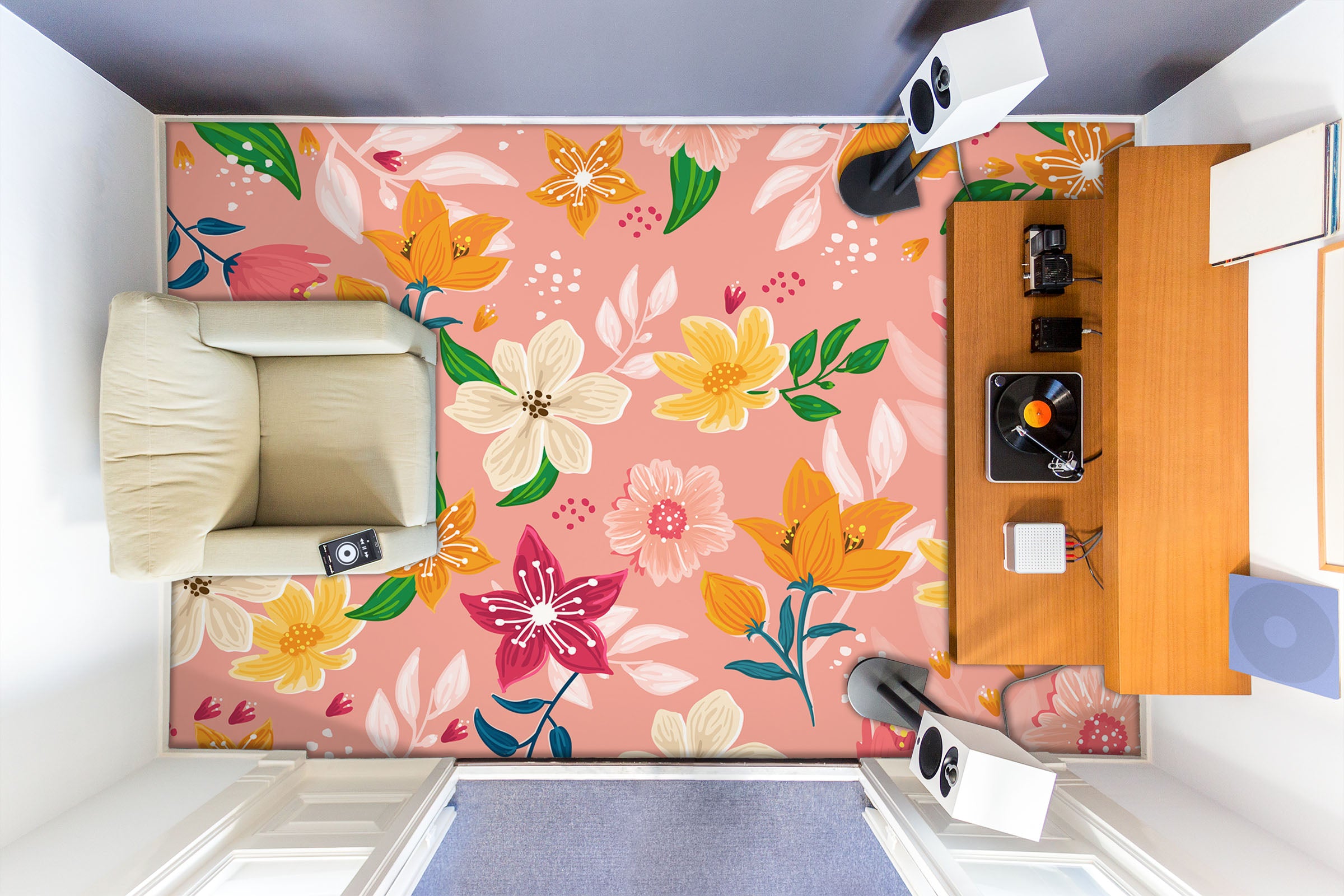 3D Pretty Flower Art 1273 Floor Mural Wallpaper Murals Self-Adhesive Removable Print Epoxy