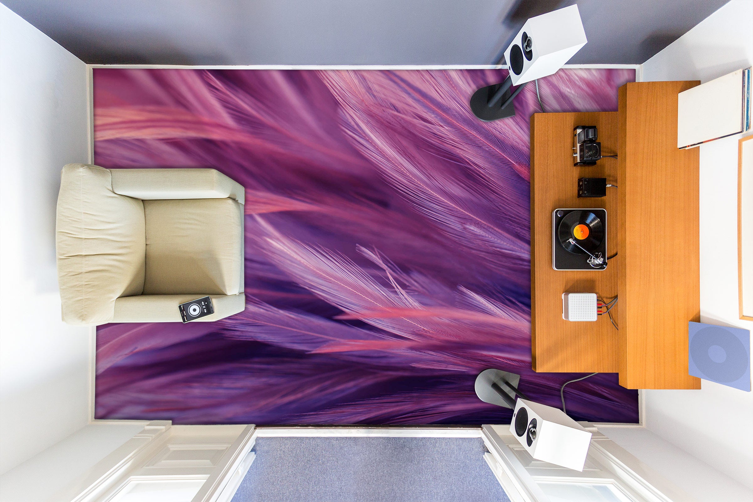 3D Purple Feathers 1126 Floor Mural Wallpaper Murals Self-Adhesive Removable Print Epoxy