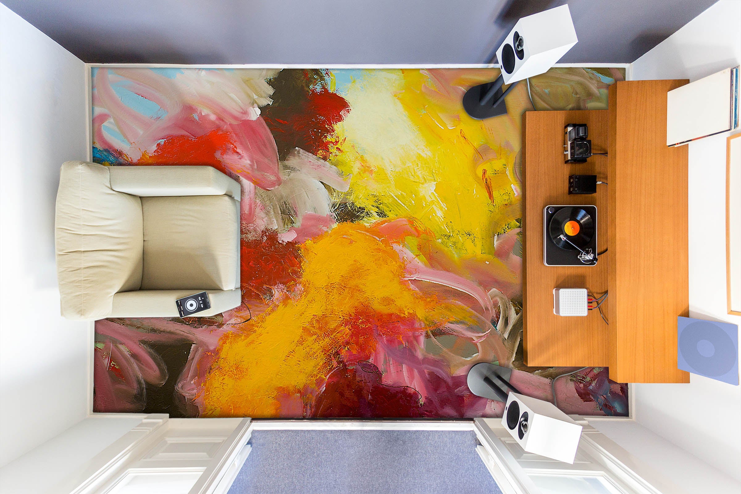 3D Yellow Red Pattern 9925 Allan P. Friedlander Floor Mural Wallpaper Murals Self-Adhesive Removable Print Epoxy