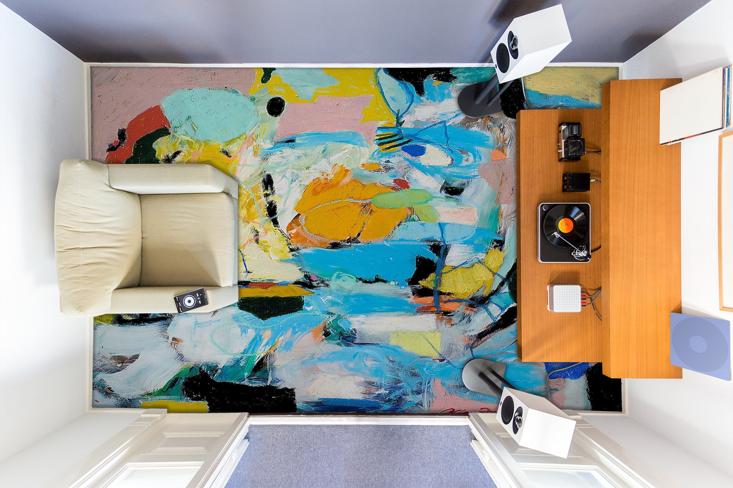 3D Blue Color Brush Paint 9550 Allan P. Friedlander Floor Mural Wallpaper Murals Self-Adhesive Removable Print Epoxy