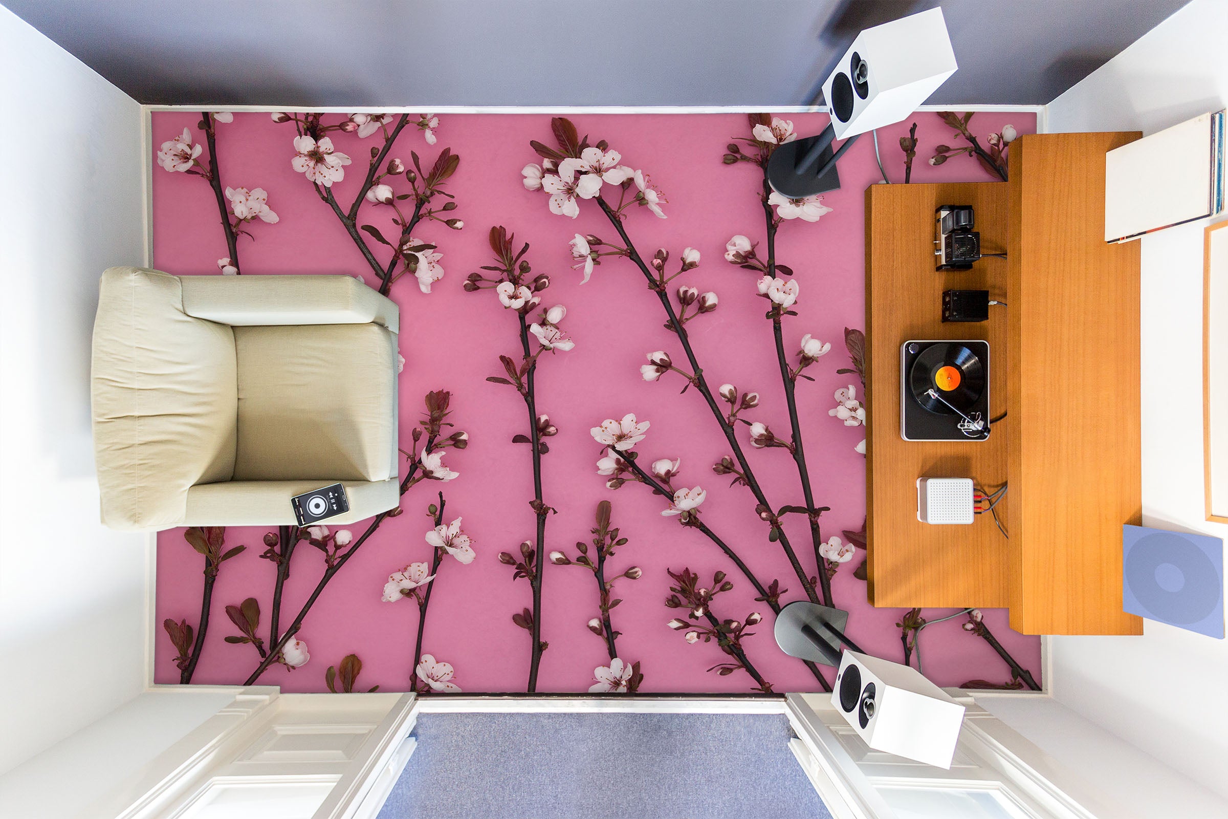 3D Flower Branch 98170 Adrian Chesterman Floor Mural Wallpaper Murals Self-Adhesive Removable Print Epoxy