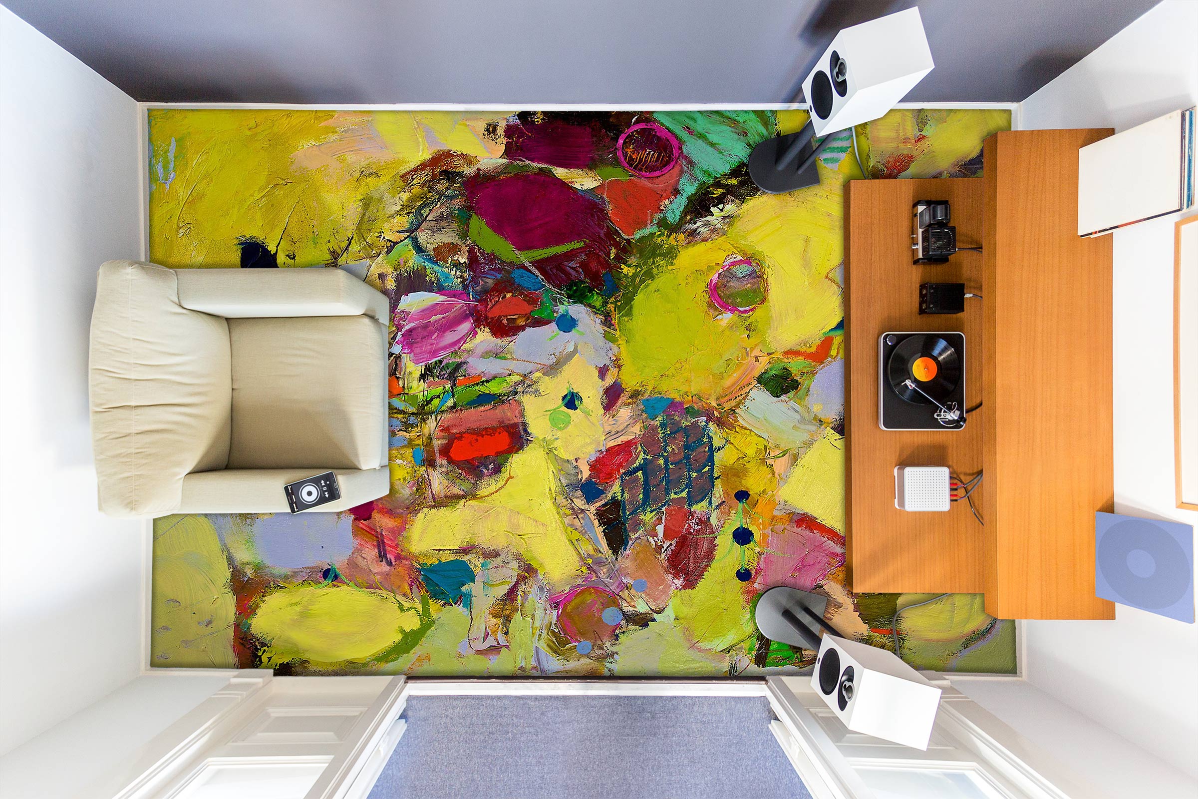 3D Yellow Color Brush Paint 9632 Allan P. Friedlander Floor Mural Wallpaper Murals Self-Adhesive Removable Print Epoxy