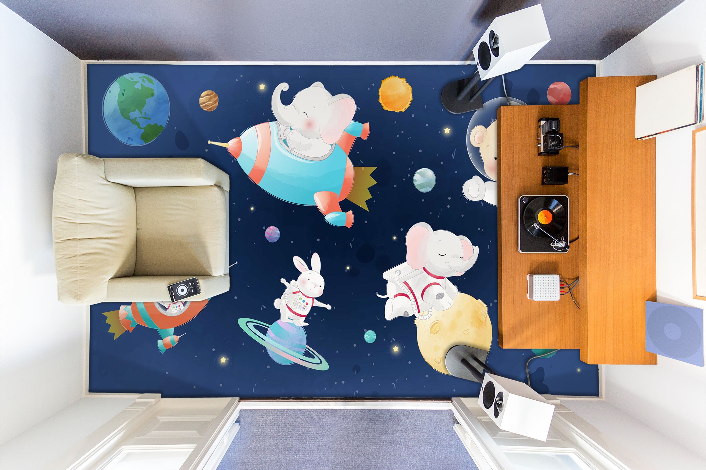 3D Space Animals 1125 Floor Mural Wallpaper Murals Self-Adhesive Removable Print Epoxy