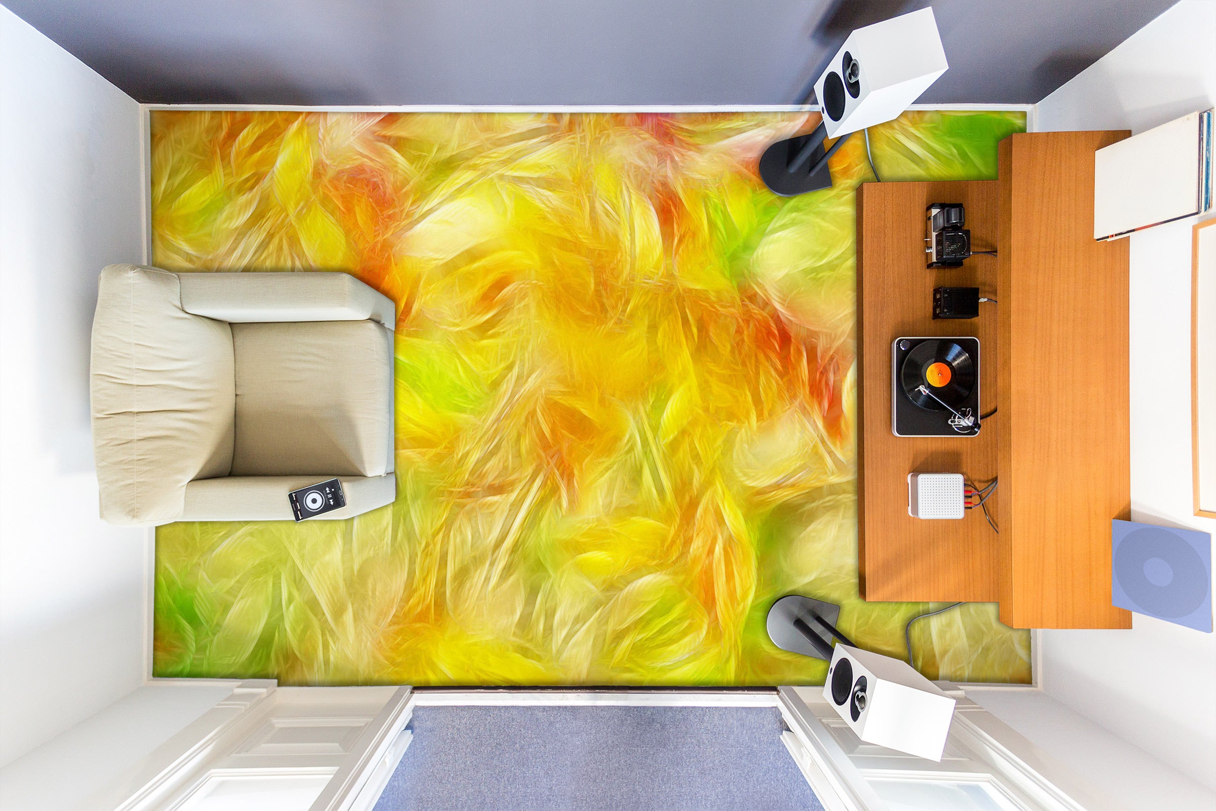 3D Bright Yellow Dream 1325 Floor Mural Wallpaper Murals Self-Adhesive Removable Print Epoxy