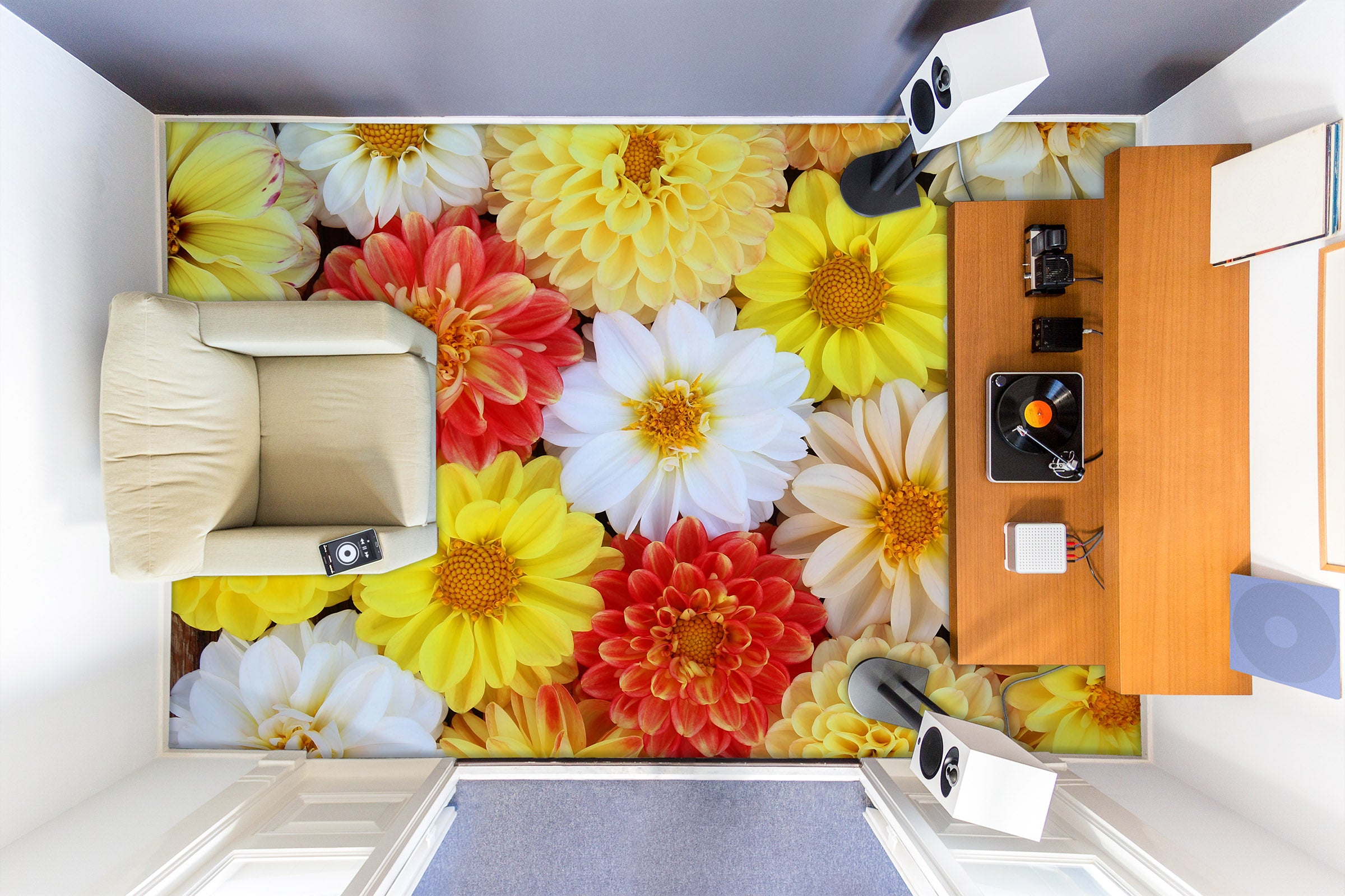3D Noble Colored Flowers 330 Floor Mural Wallpaper Murals Rug & Mat Print Epoxy waterproof bath floor