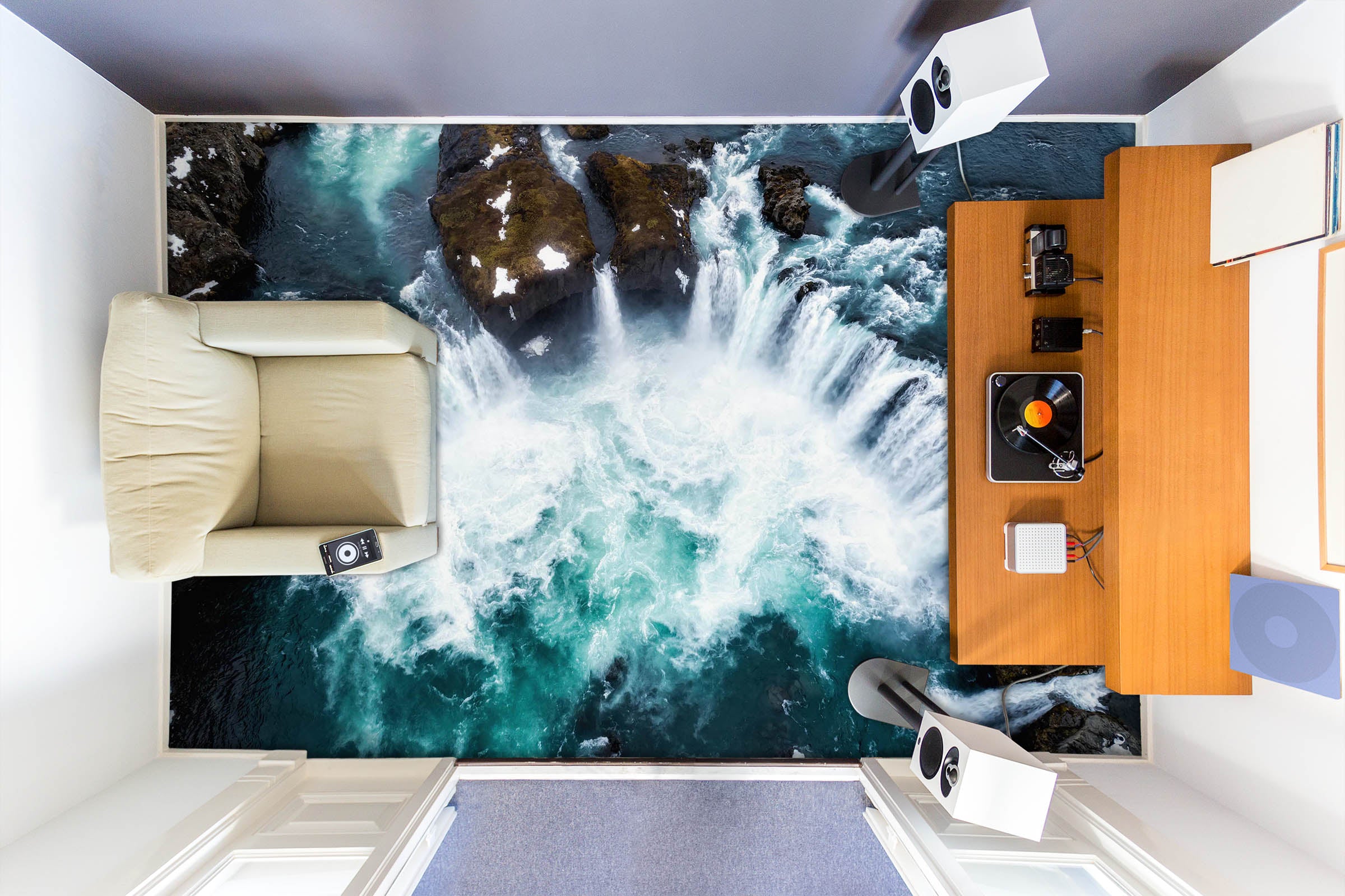 3D Fierce And Galloping Lake 354 Floor Mural Wallpaper Murals Rug & Mat Print Epoxy waterproof bath floor