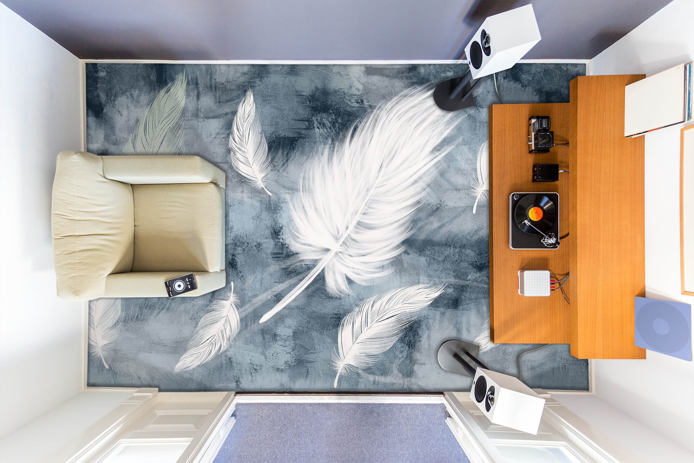 3D Soft White Feathers 842 Floor Mural Wallpaper Murals Rug & Mat Print Epoxy waterproof bath floor