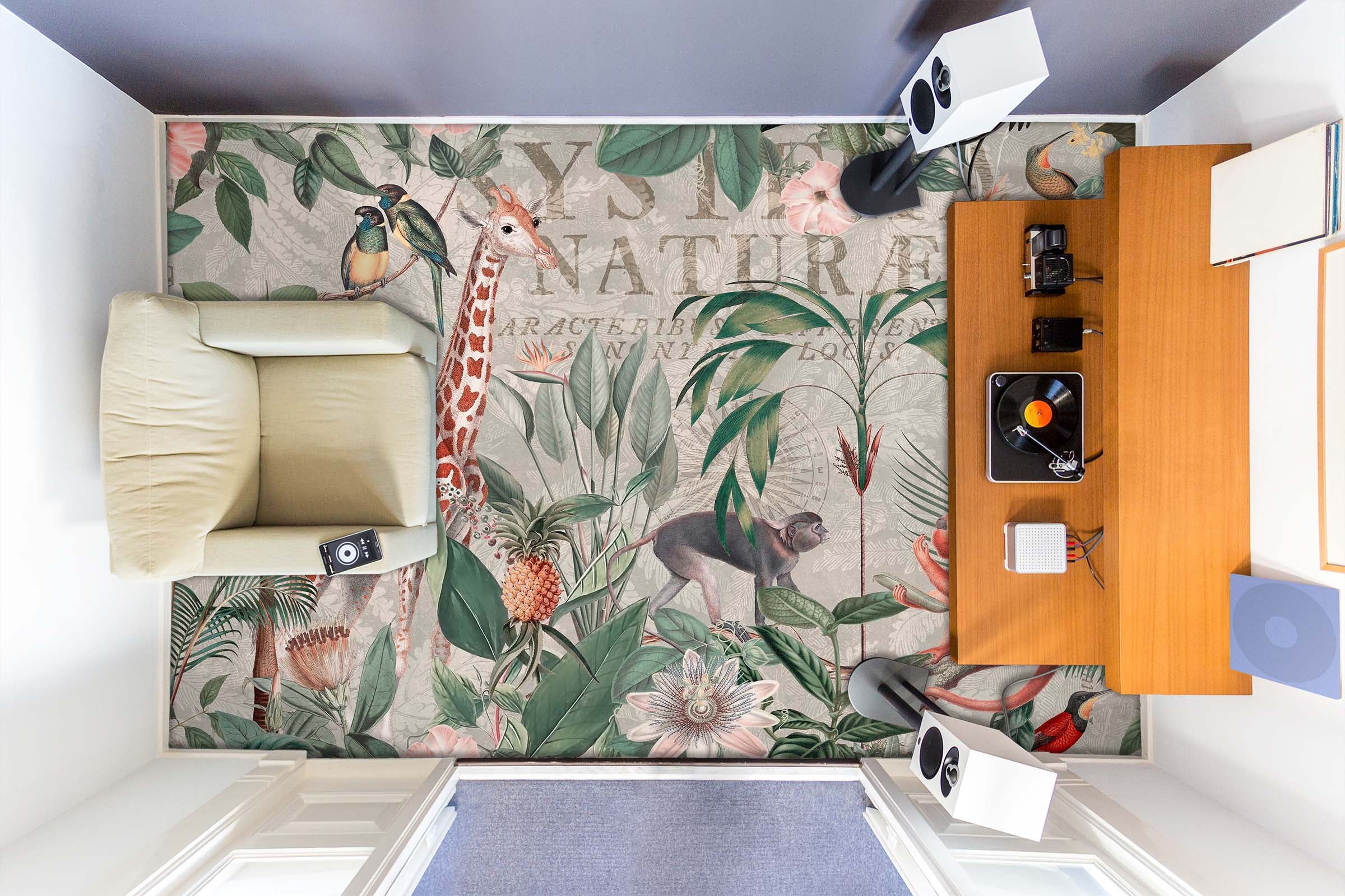 3D Jungle Giraffe Monkey 104167 Andrea Haase Floor Mural Wallpaper Murals Self-Adhesive Removable Print Epoxy