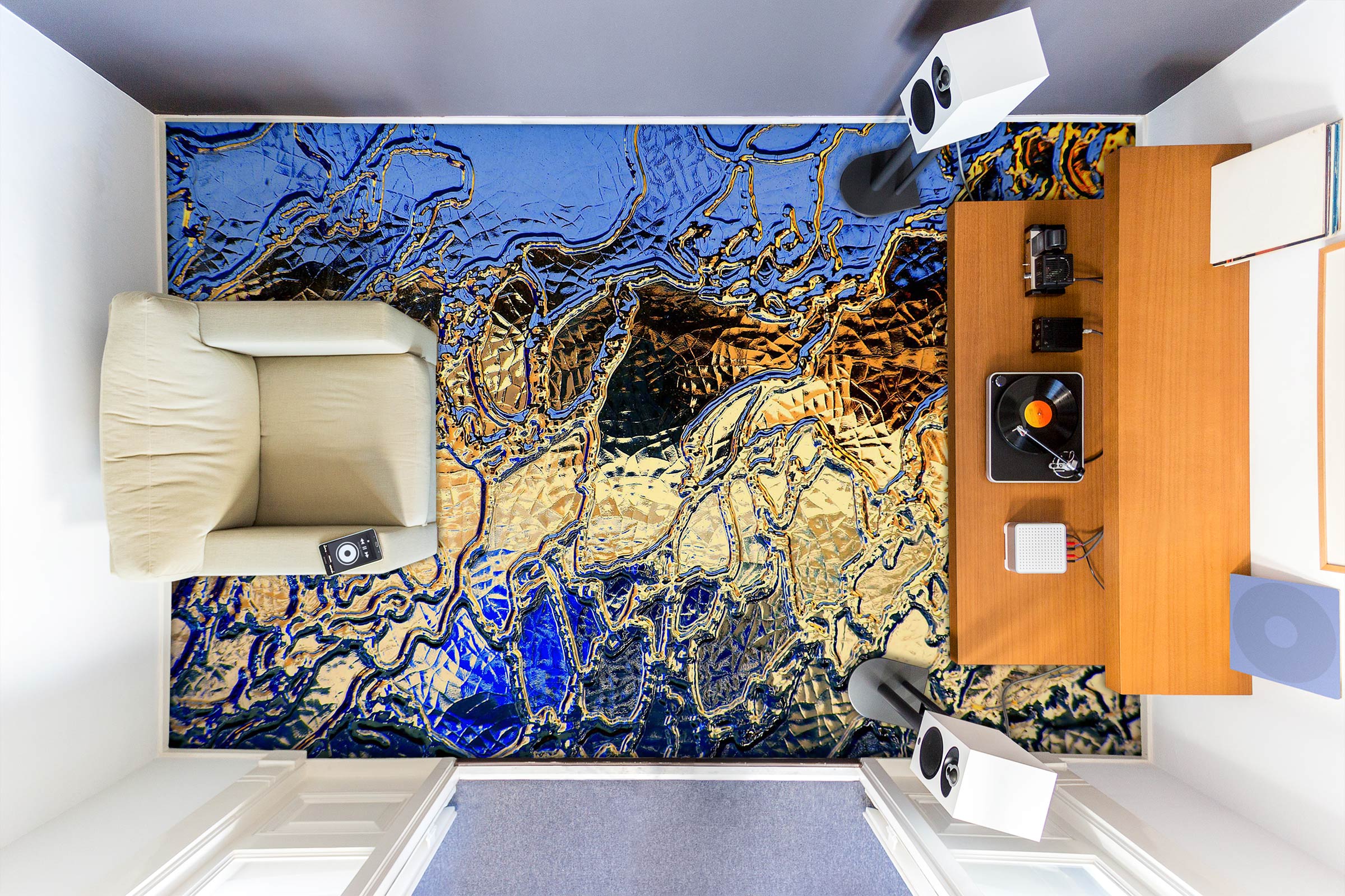 3D Abstract Gold Color 1330 Floor Mural Wallpaper Murals Self-Adhesive Removable Print Epoxy