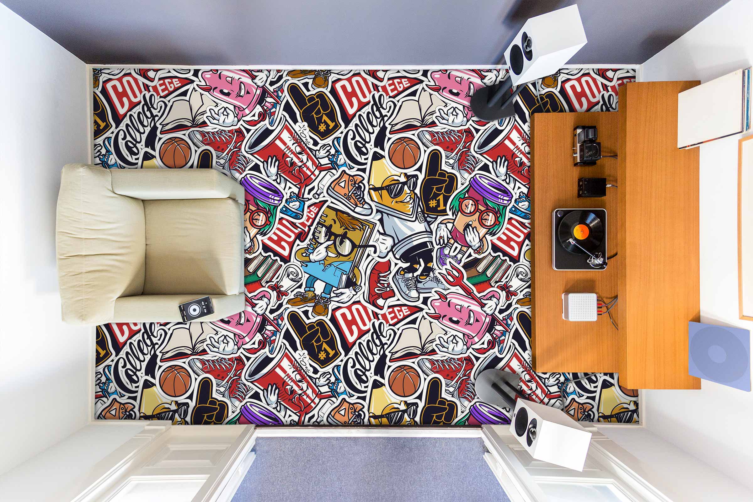 3D Cool Canned Art 1109 Floor Mural Wallpaper Murals Self-Adhesive Removable Print Epoxy