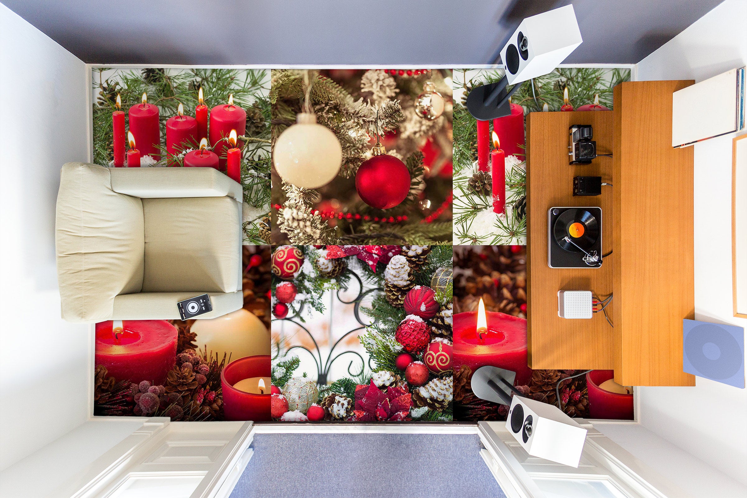 3D Red Candle 9871 Assaf Frank Floor Mural Wallpaper Murals Self-Adhesive Removable Print Epoxy