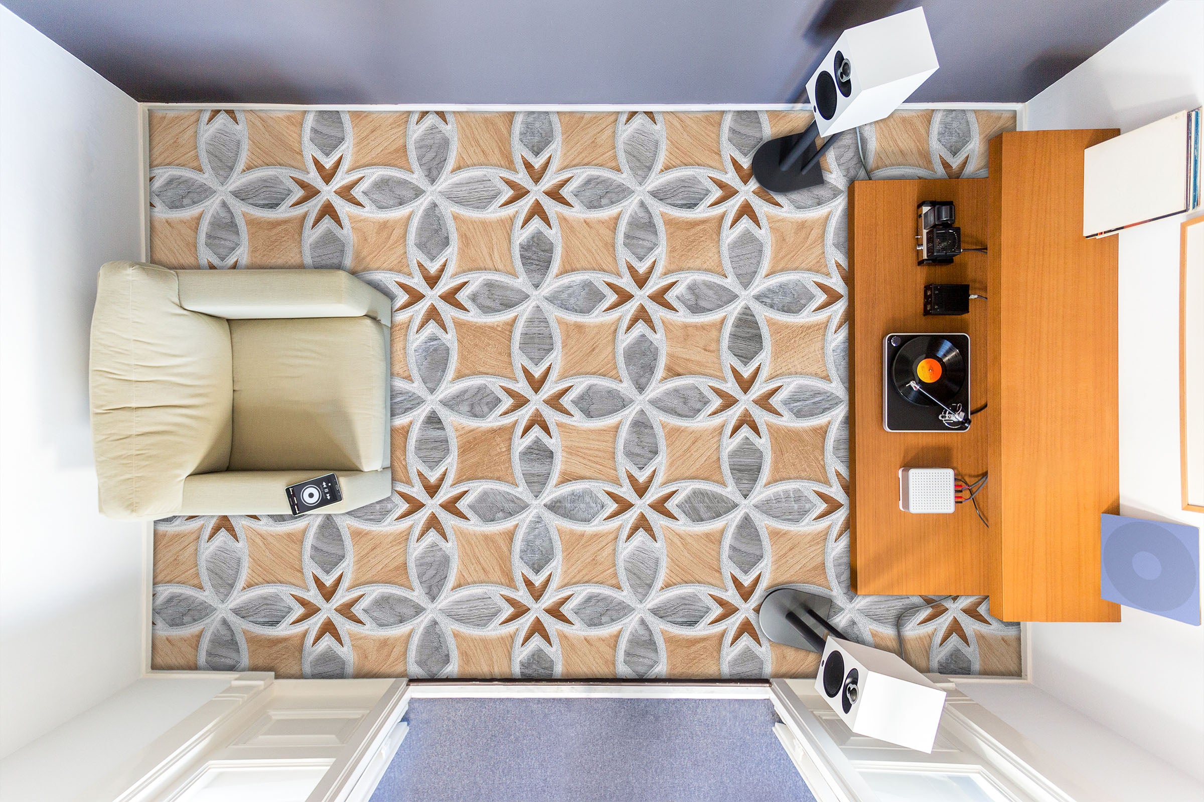 3D Delicate Blue Pattern 751 Floor Mural