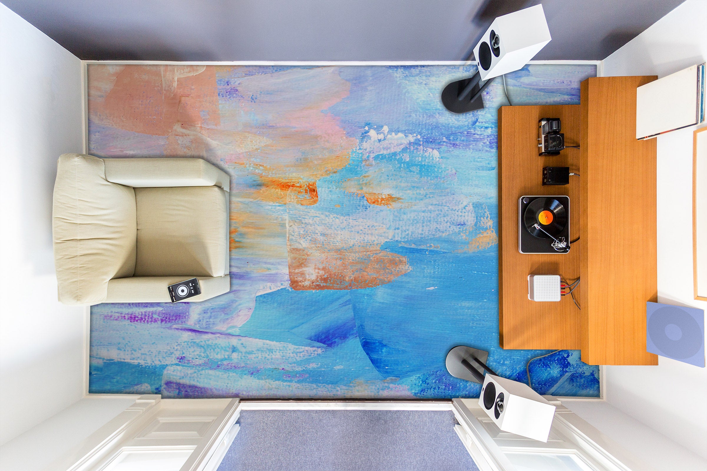 3D Fresh Blue Oil Painting 1264 Floor Mural Wallpaper Murals Self-Adhesive Removable Print Epoxy