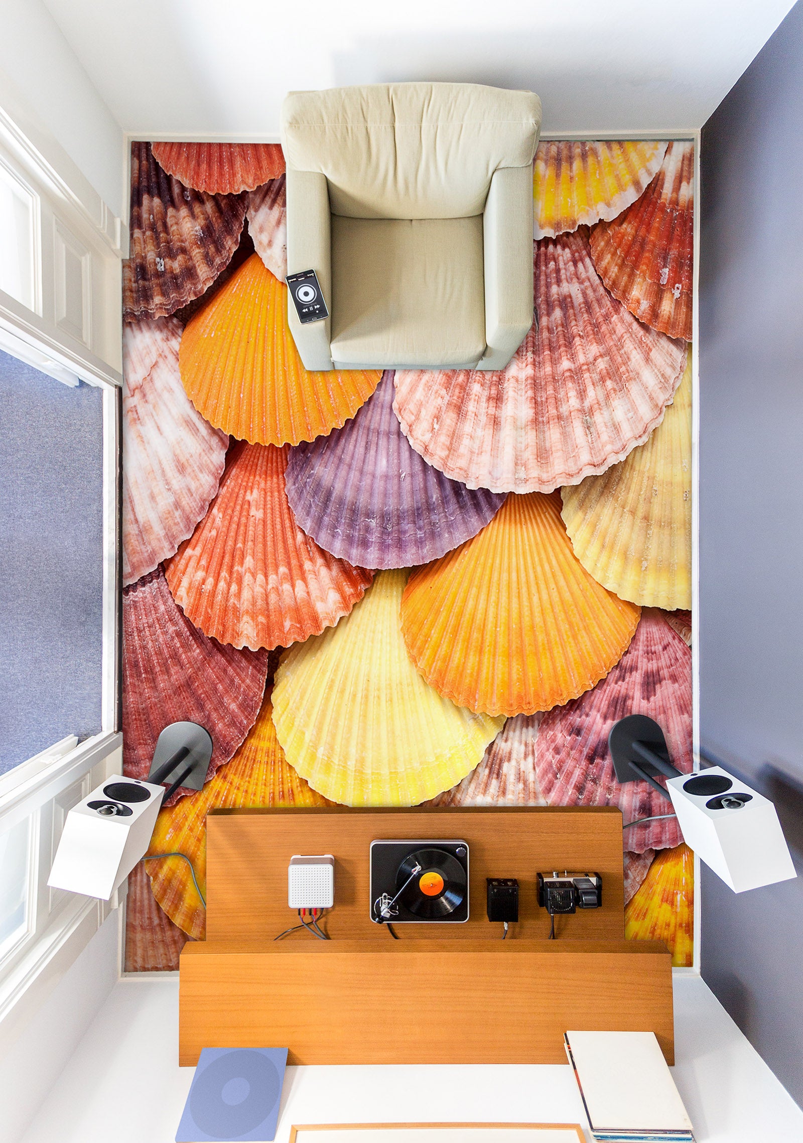 3D Colorful Shells 594 Floor Mural Wallpaper Murals Rug & Mat Print Epoxy waterproof bath floor