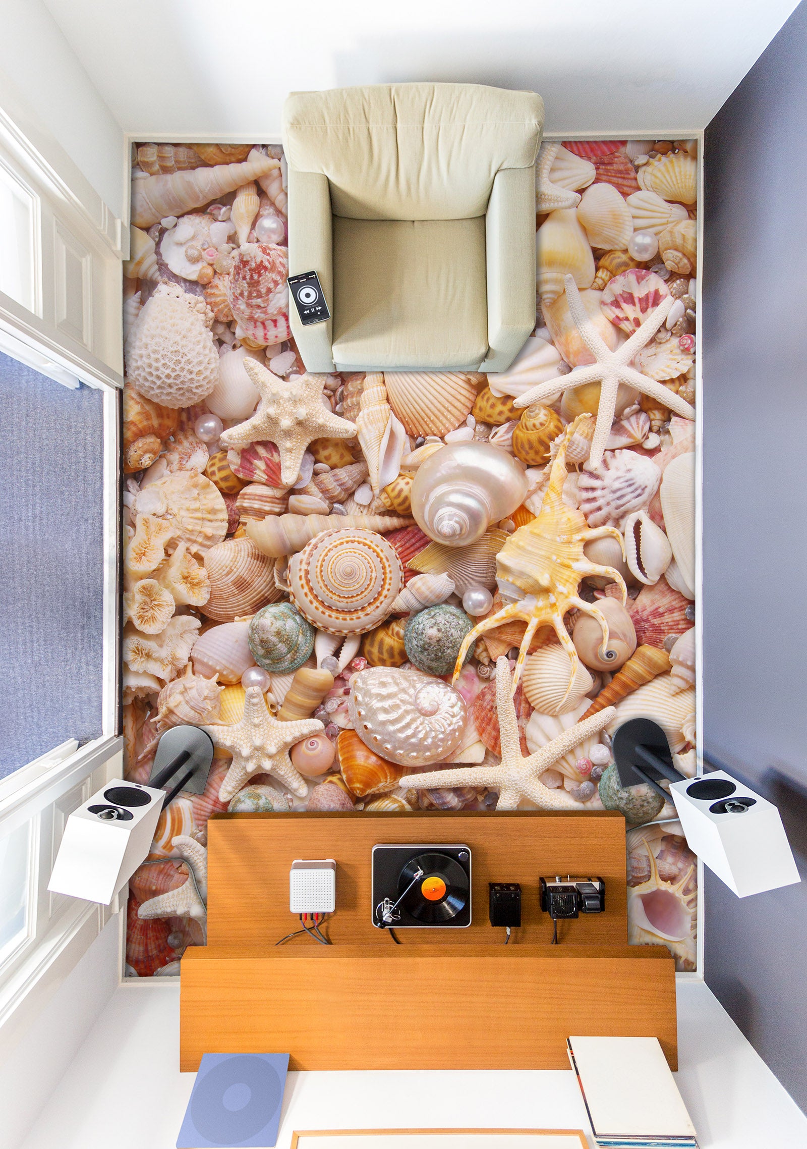 3D Premium Conch 605 Floor Mural Wallpaper Murals Rug & Mat Print Epoxy waterproof bath floor