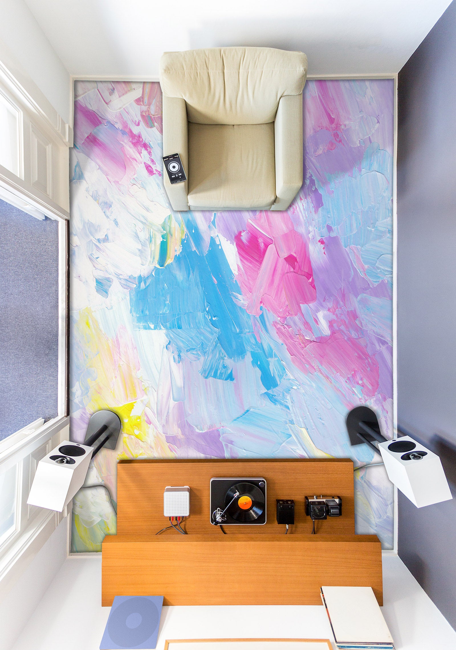 3D Sweet Color Paints 1301 Floor Mural Wallpaper Murals Self-Adhesive Removable Print Epoxy