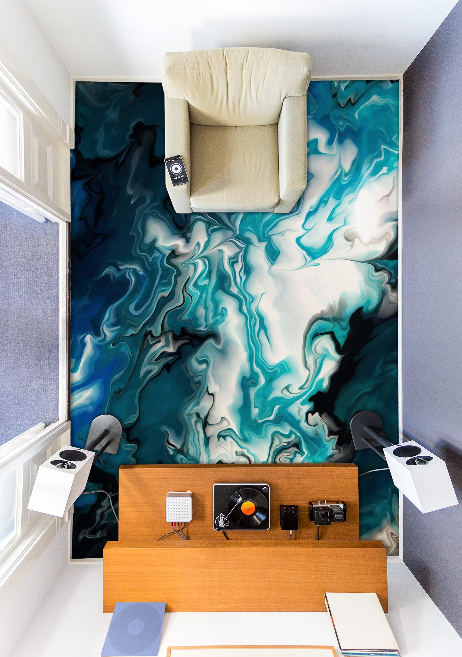 3D Artistic Blue Texture 1196 Floor Mural Wallpaper Murals Self-Adhesive Removable Print Epoxy