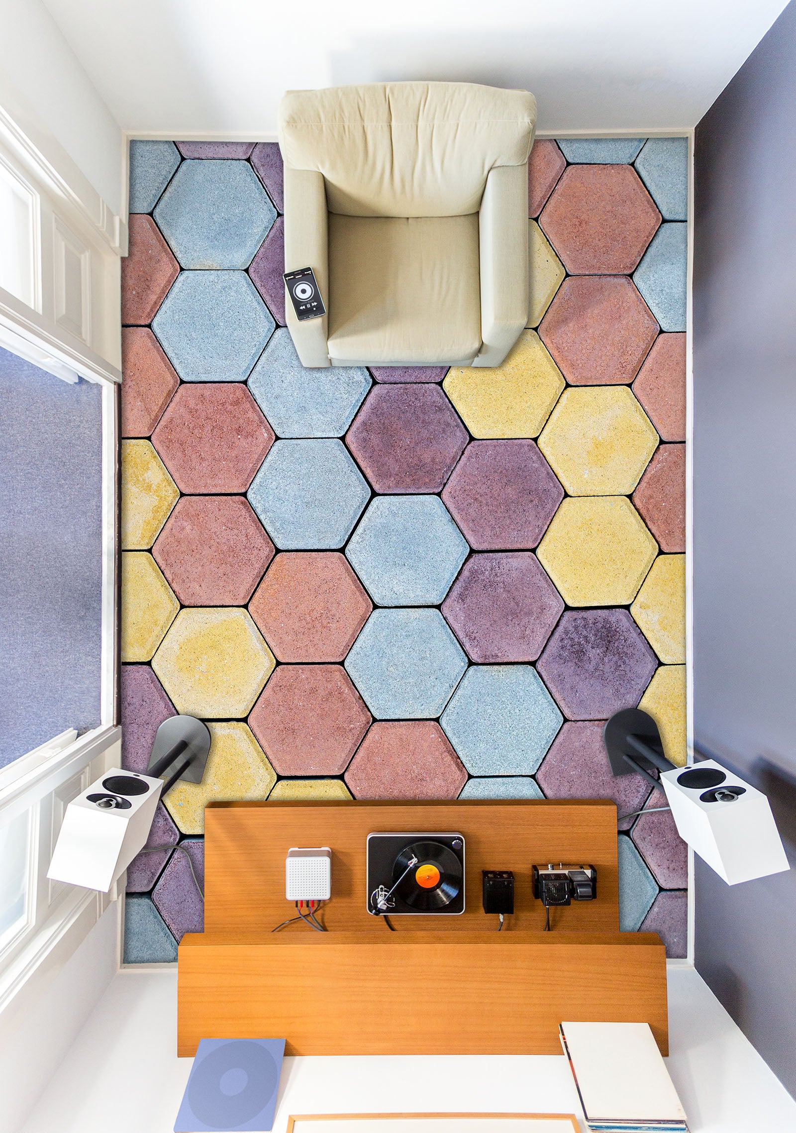 3D Warm Hexagonal Colors 803 Floor Mural Wallpaper Murals Rug & Mat Print Epoxy waterproof bath floor