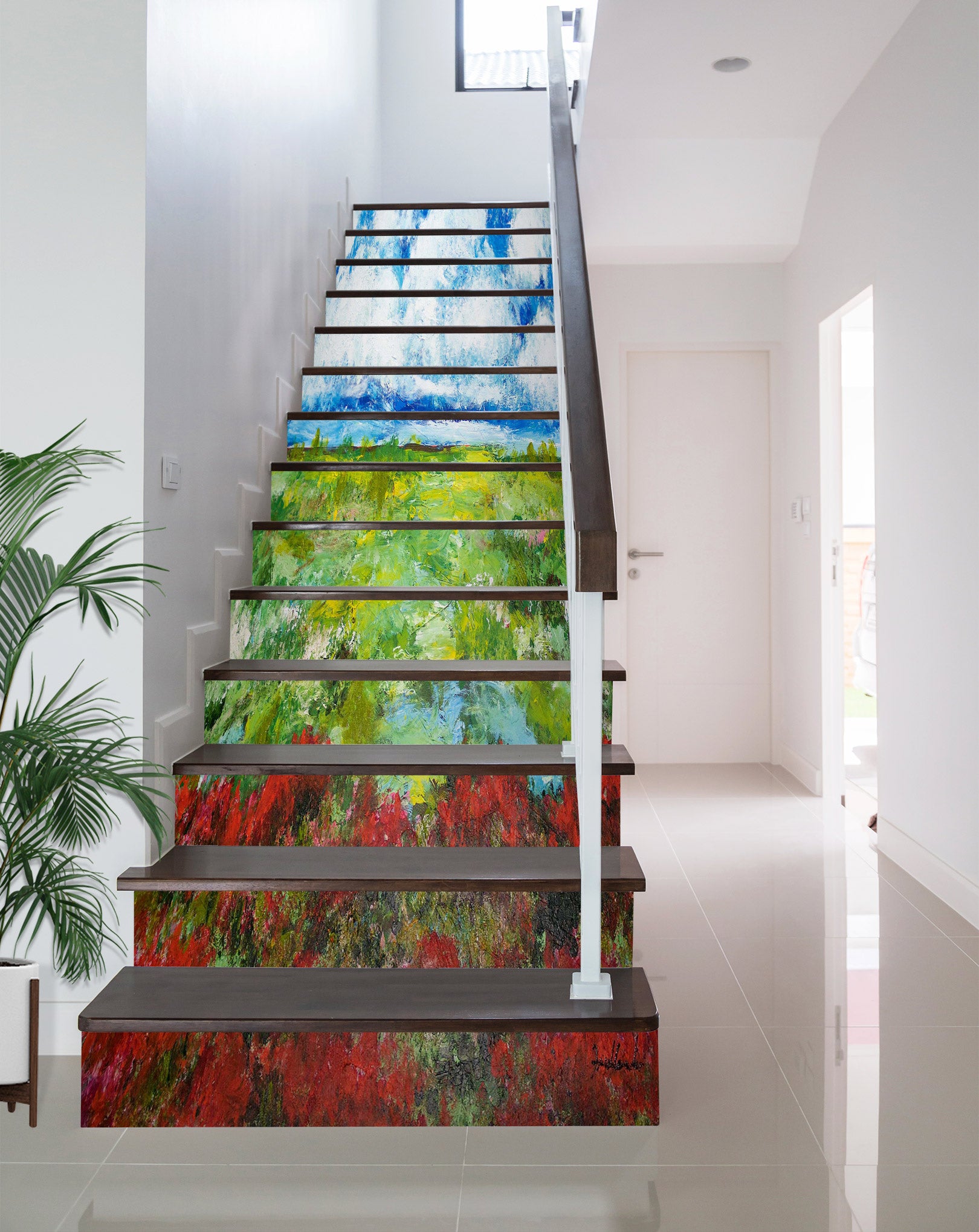 3D Sky Red Flowers 9089 Allan P. Friedlander Stair Risers