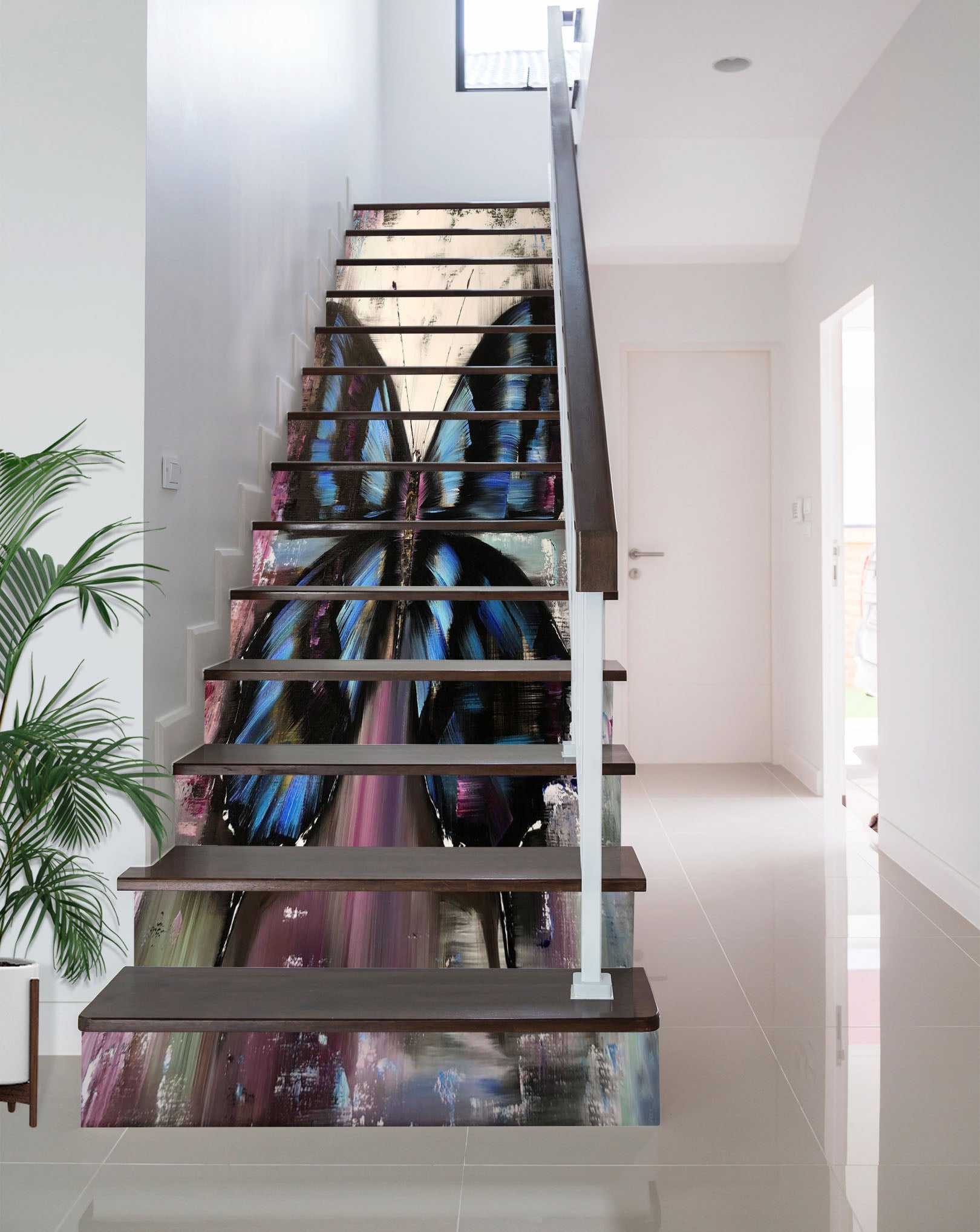 3D Blue Butterfly 2227 Skromova Marina Stair Risers