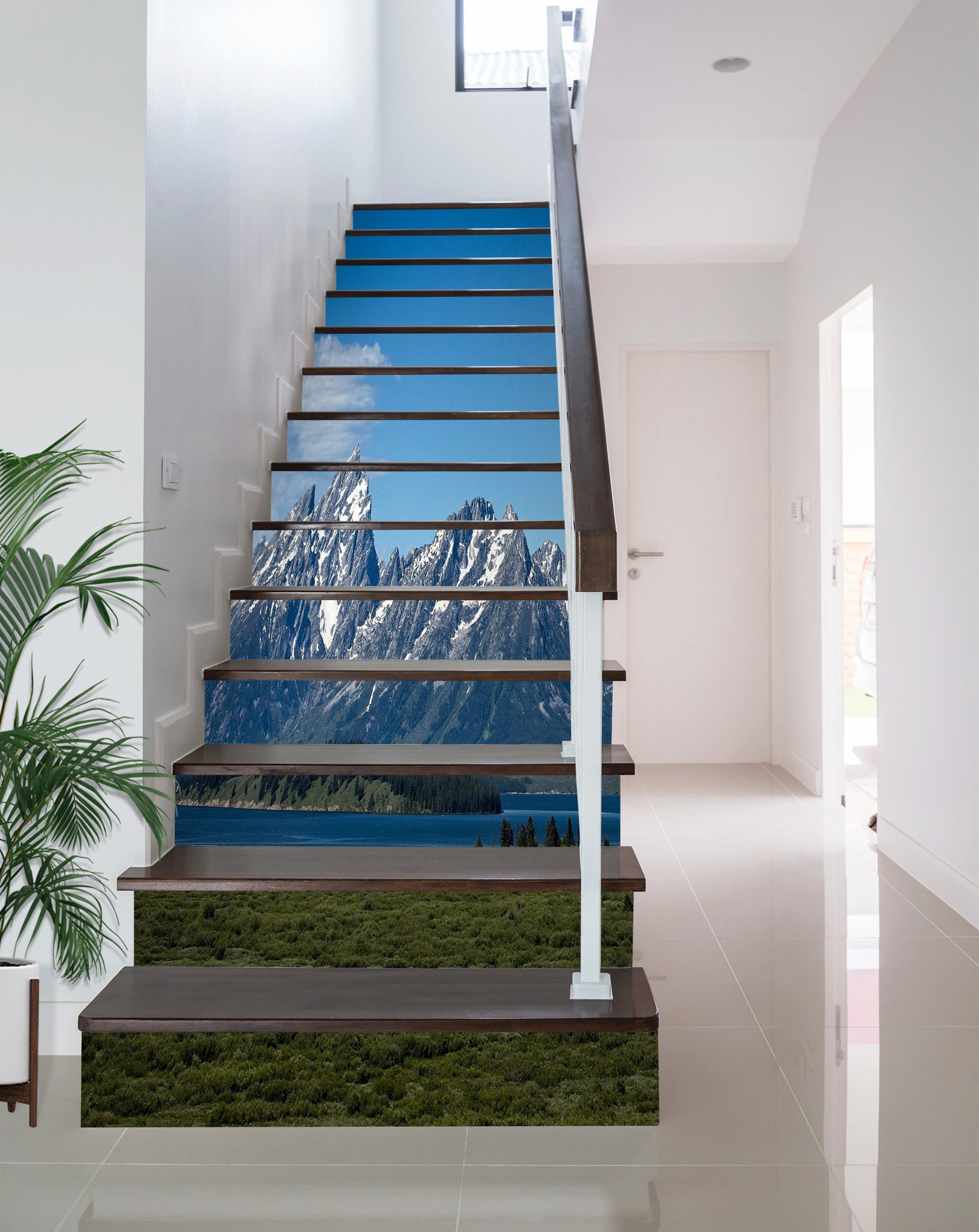 3D Snow Mountain Meadow 98225 Kathy Barefield Stair Risers