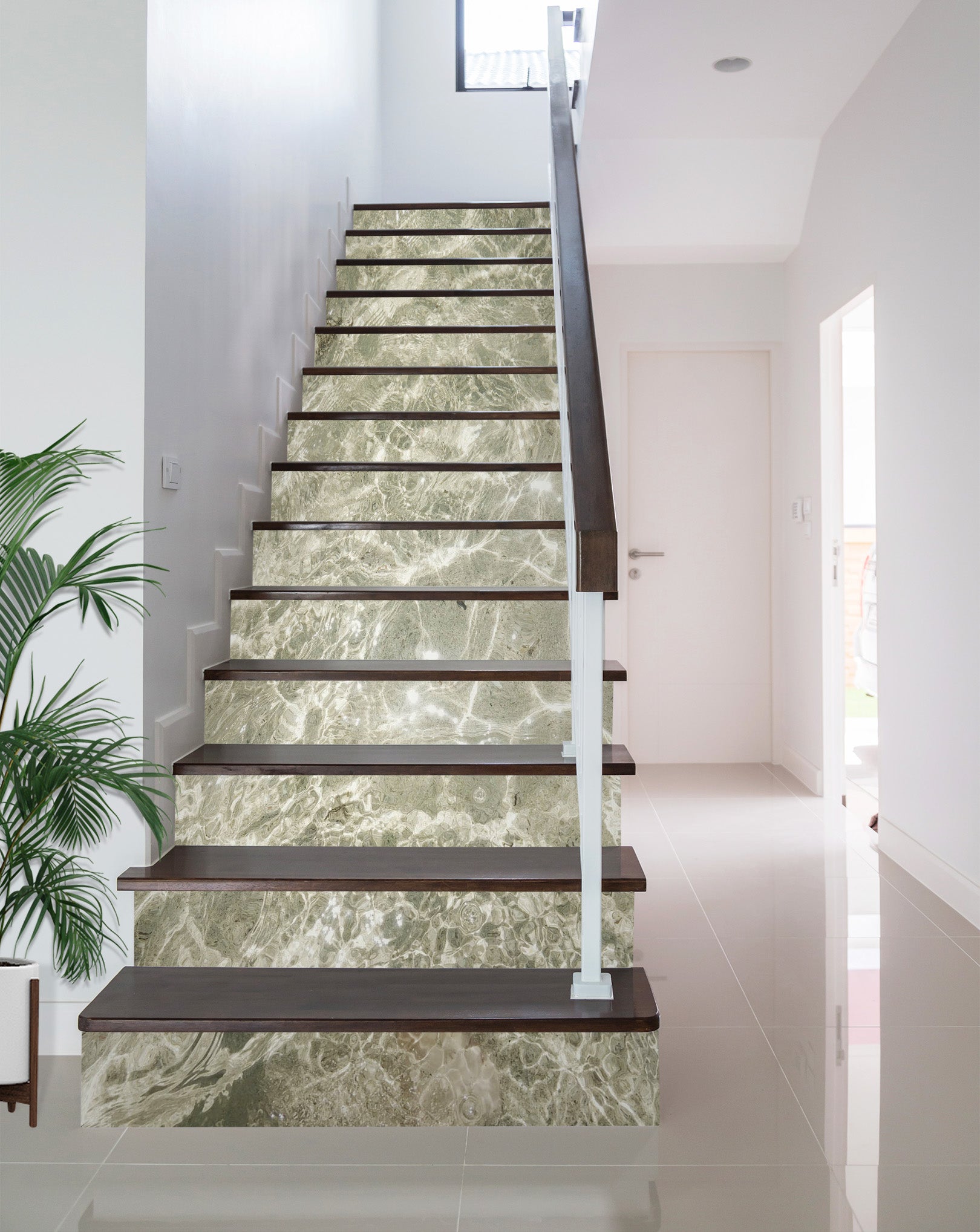 3D Cyan Wave Texture 624 Stair Risers