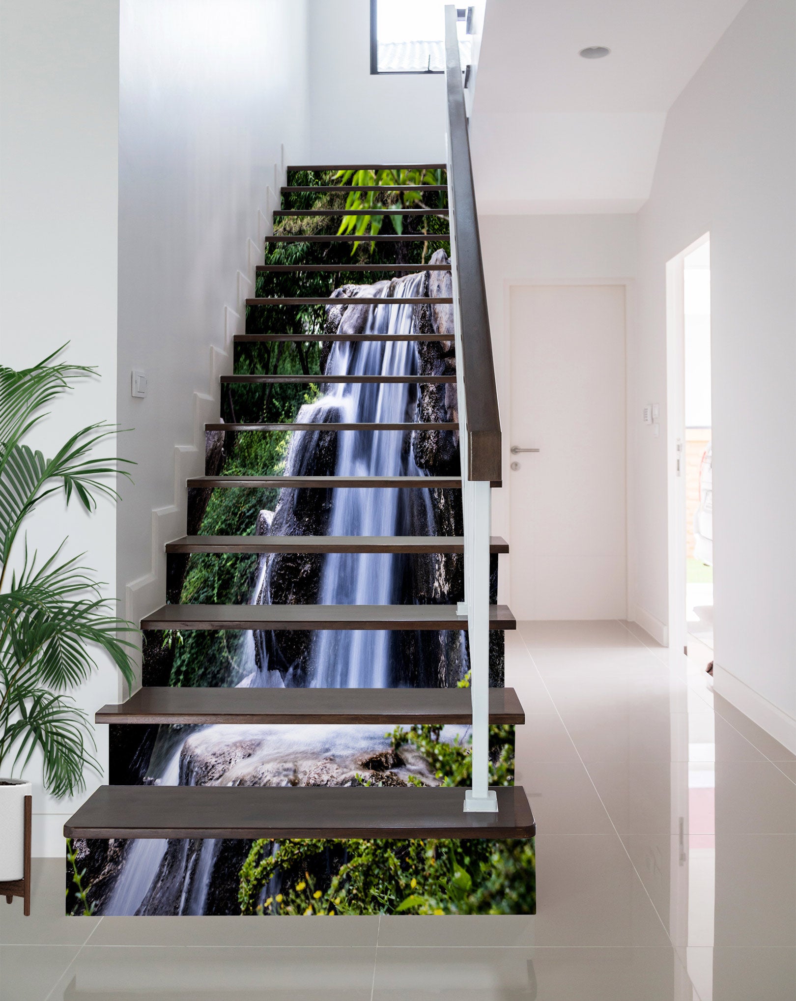 3D Long Flowing Waterfall 295 Stair Risers