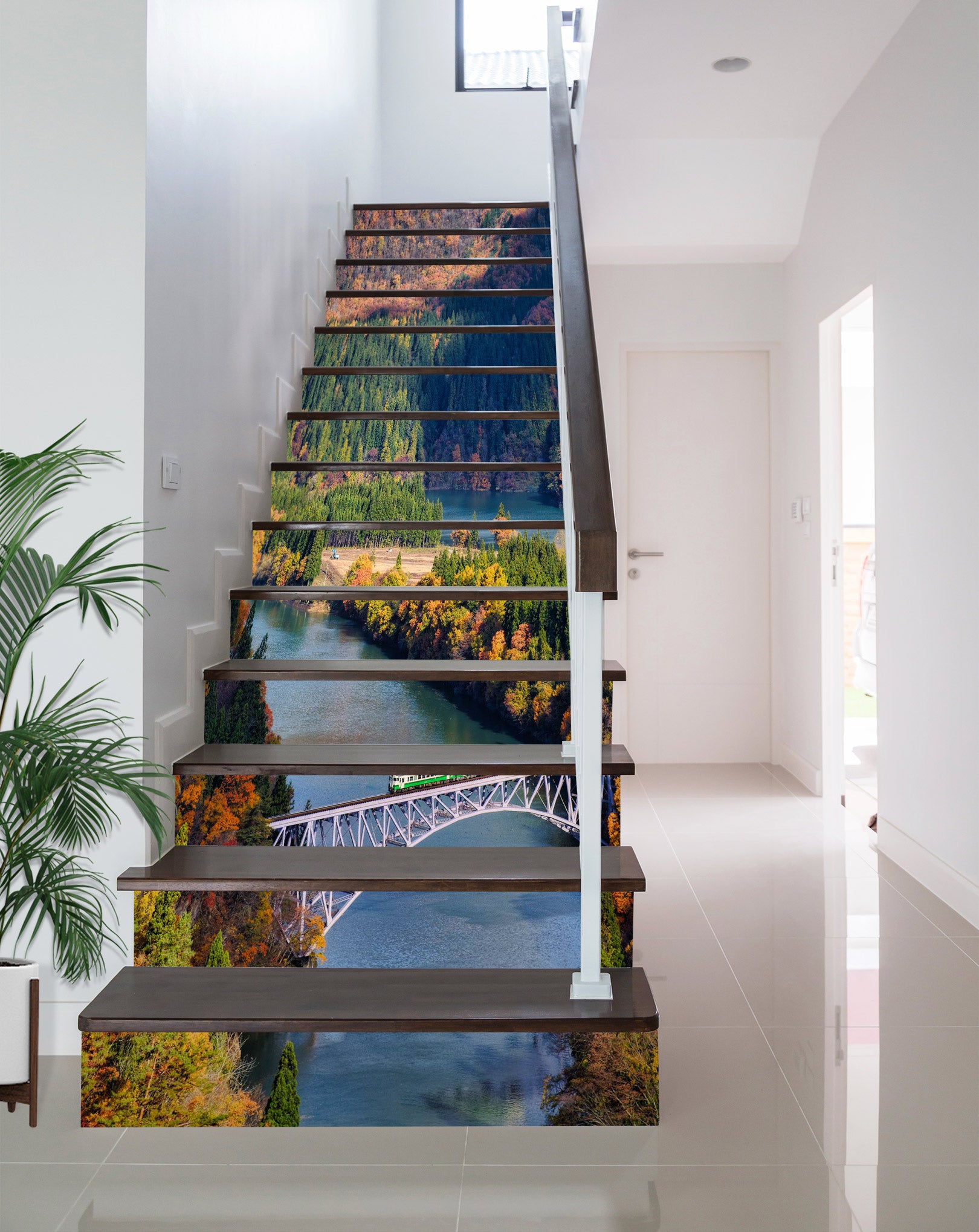 3D Vast River And Mountains 377 Stair Risers