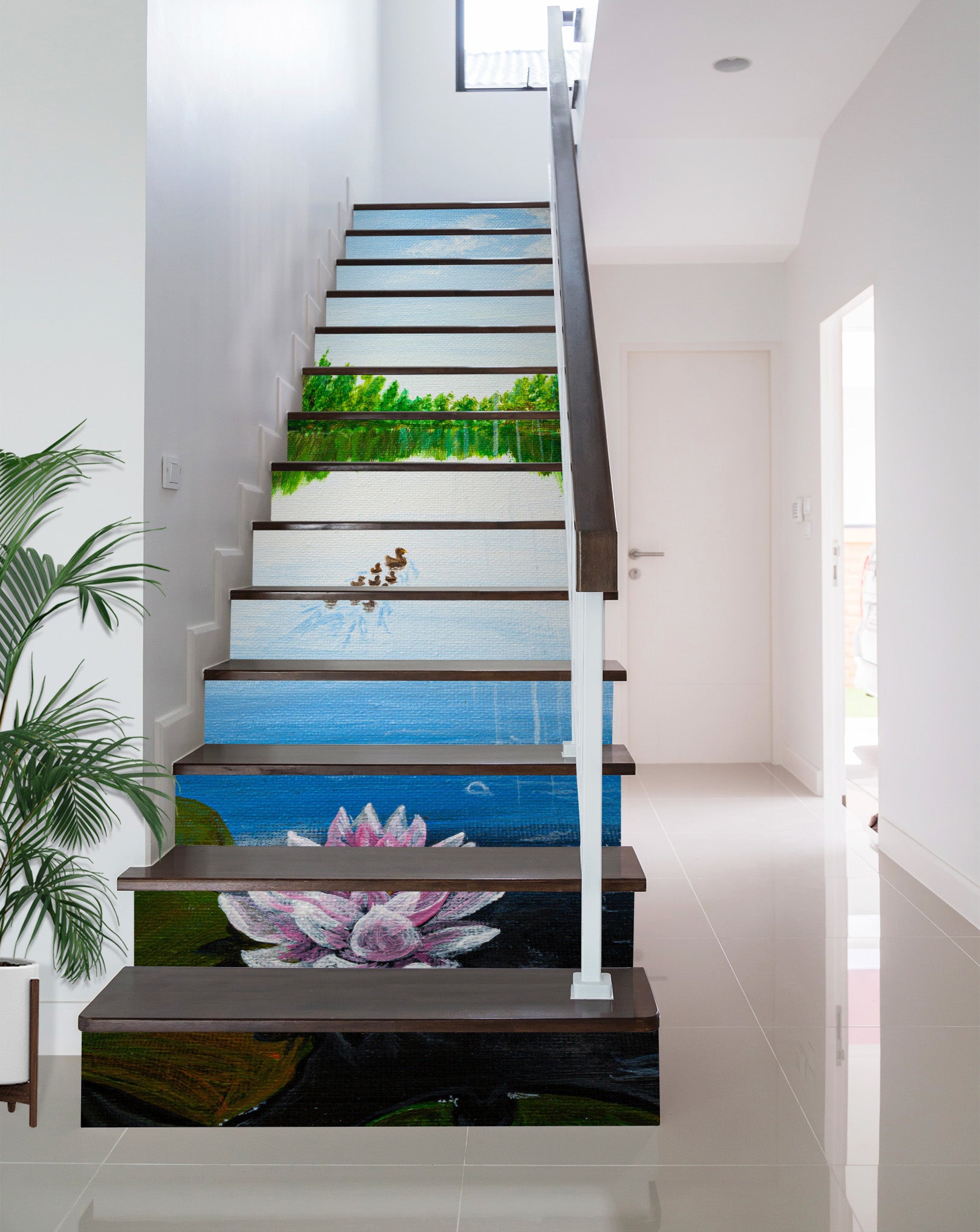 3D Lake Tree Lotus 8817 Marina Zotova Stair Risers