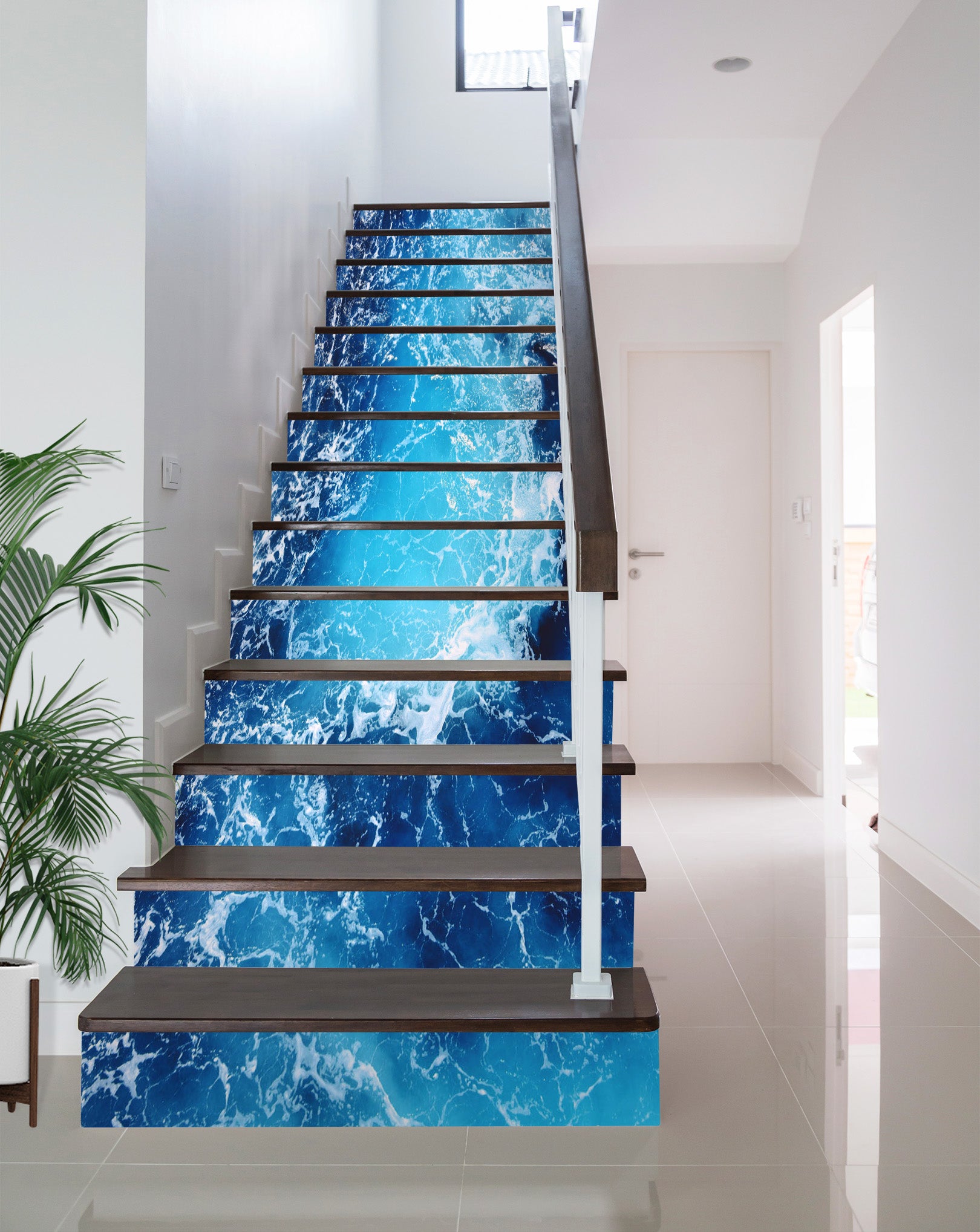3D Tranquil Blue Lake 638 Stair Risers