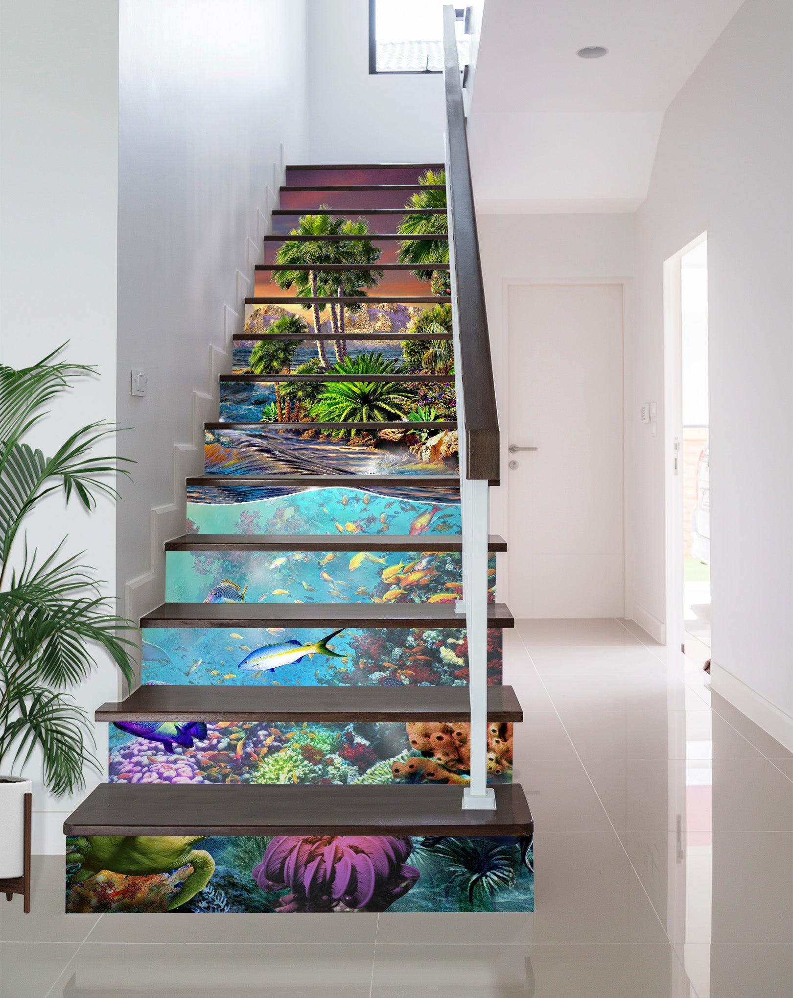 3D Trees Underwater Fish 96170 Adrian Chesterman Stair Risers