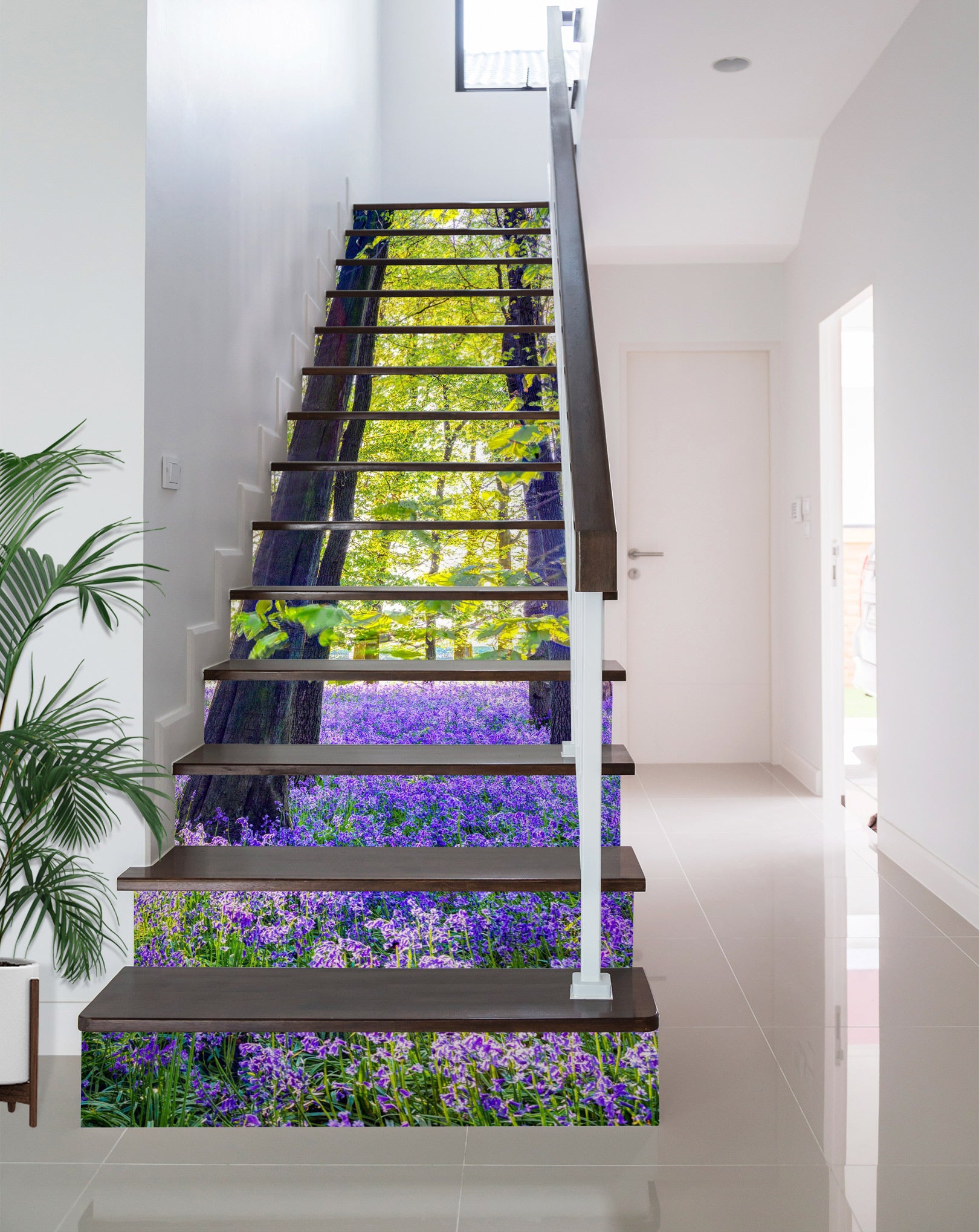 3D Woods Purple Flowers 10959 Assaf Frank Stair Risers