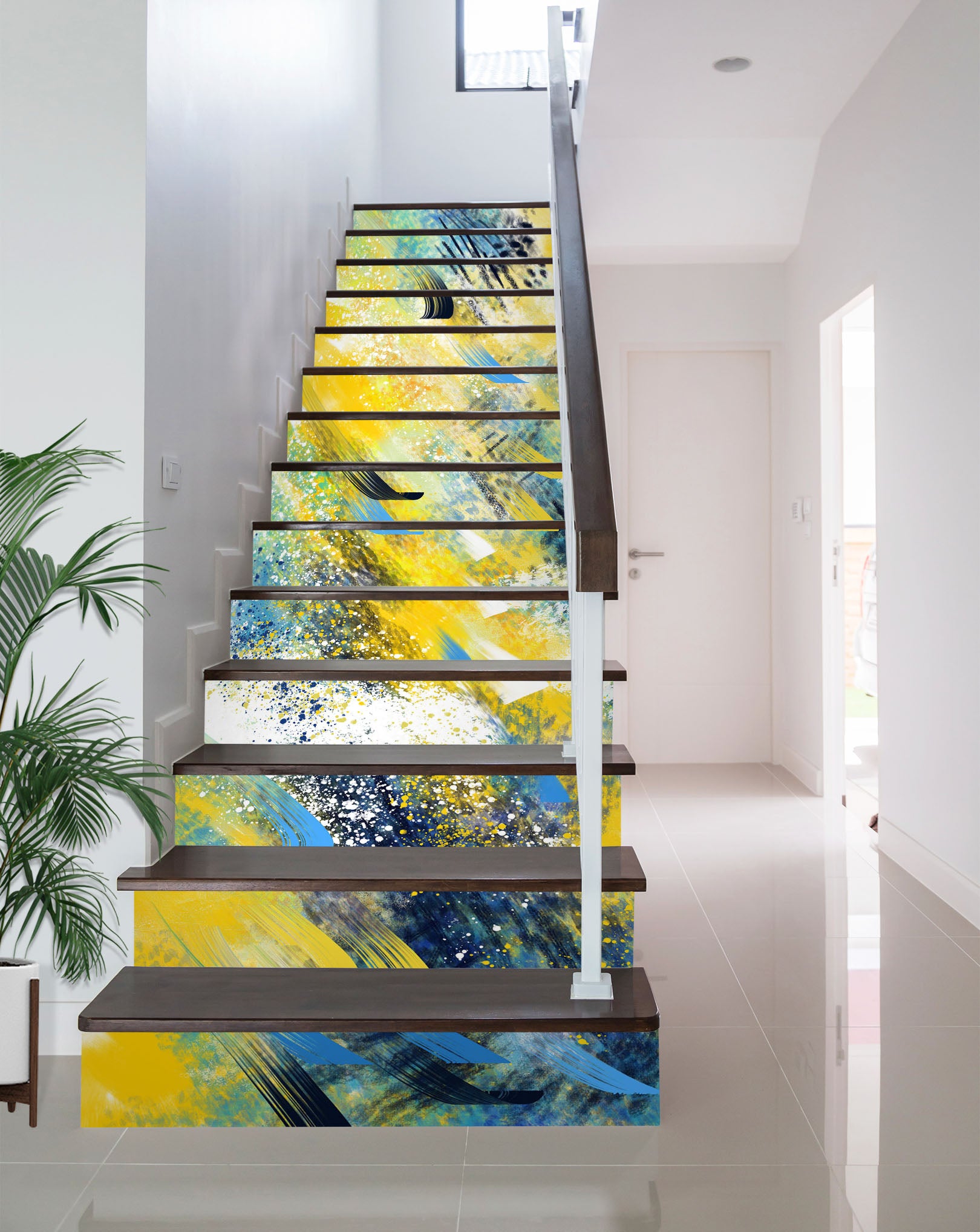 3D Yellow Color Graffiti 551 Stair Risers
