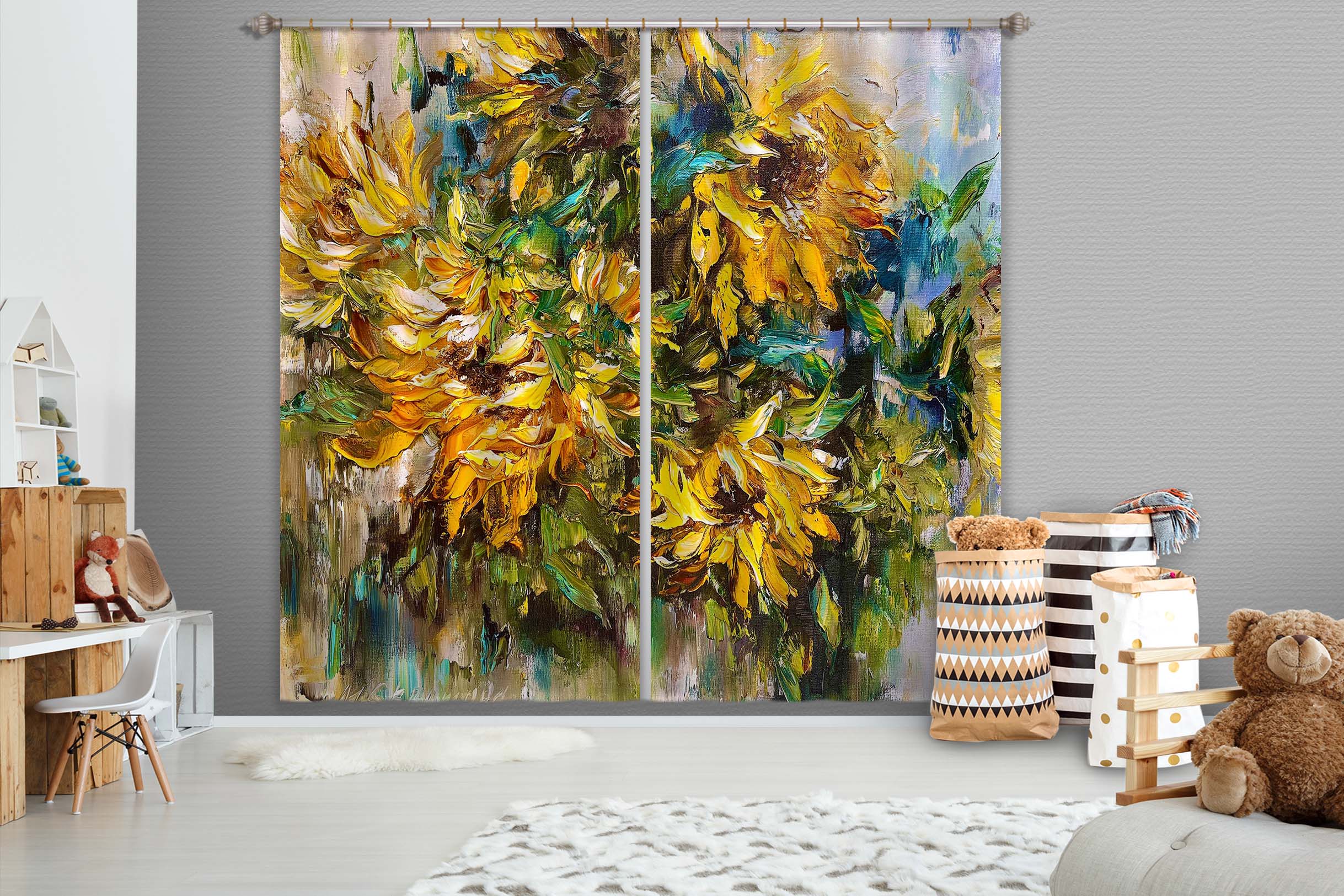 3D Yellow Sunflower 3012 Skromova Marina Curtain Curtains Drapes