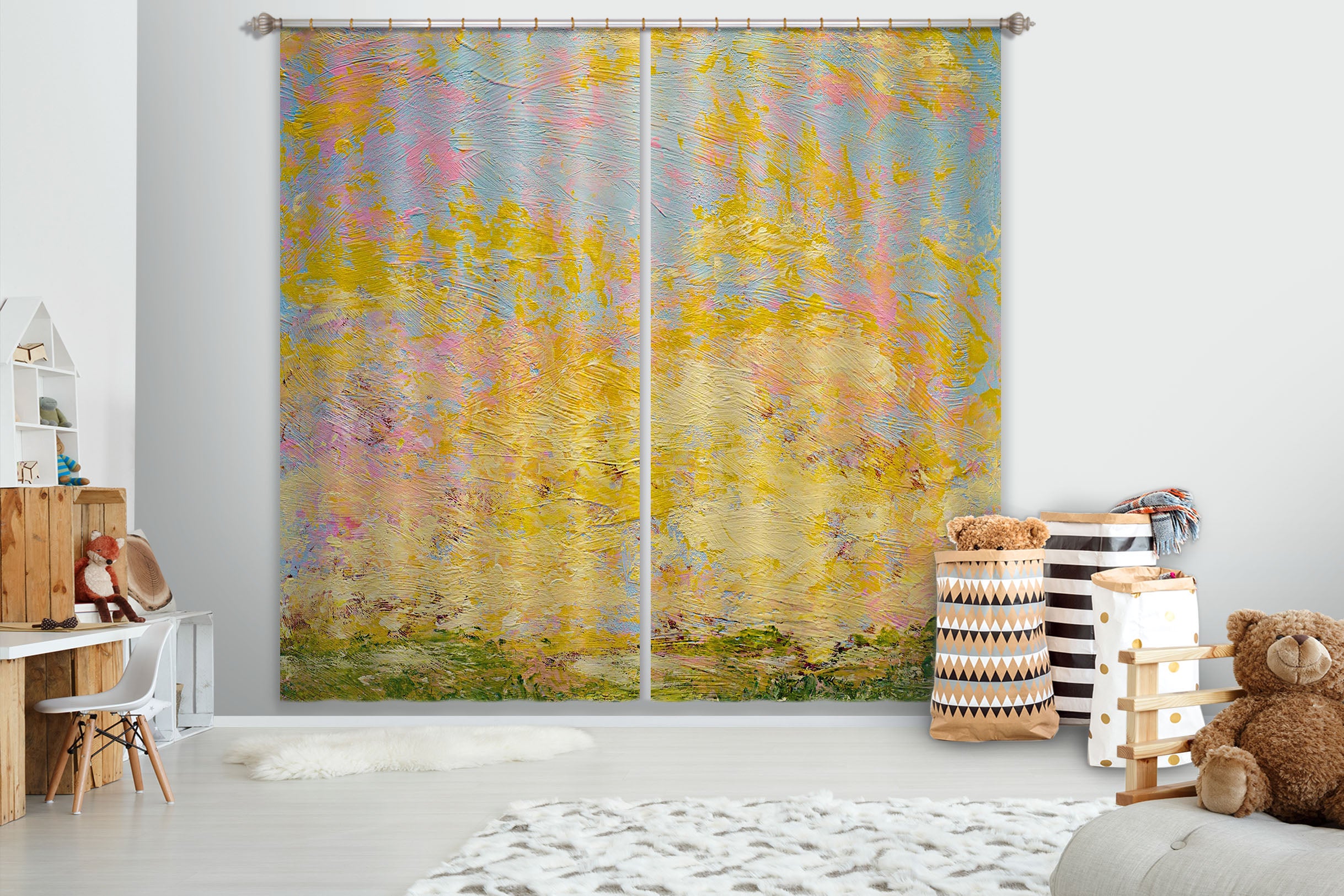 3D Yellow Graffiti 185 Allan P. Friedlander Curtain Curtains Drapes