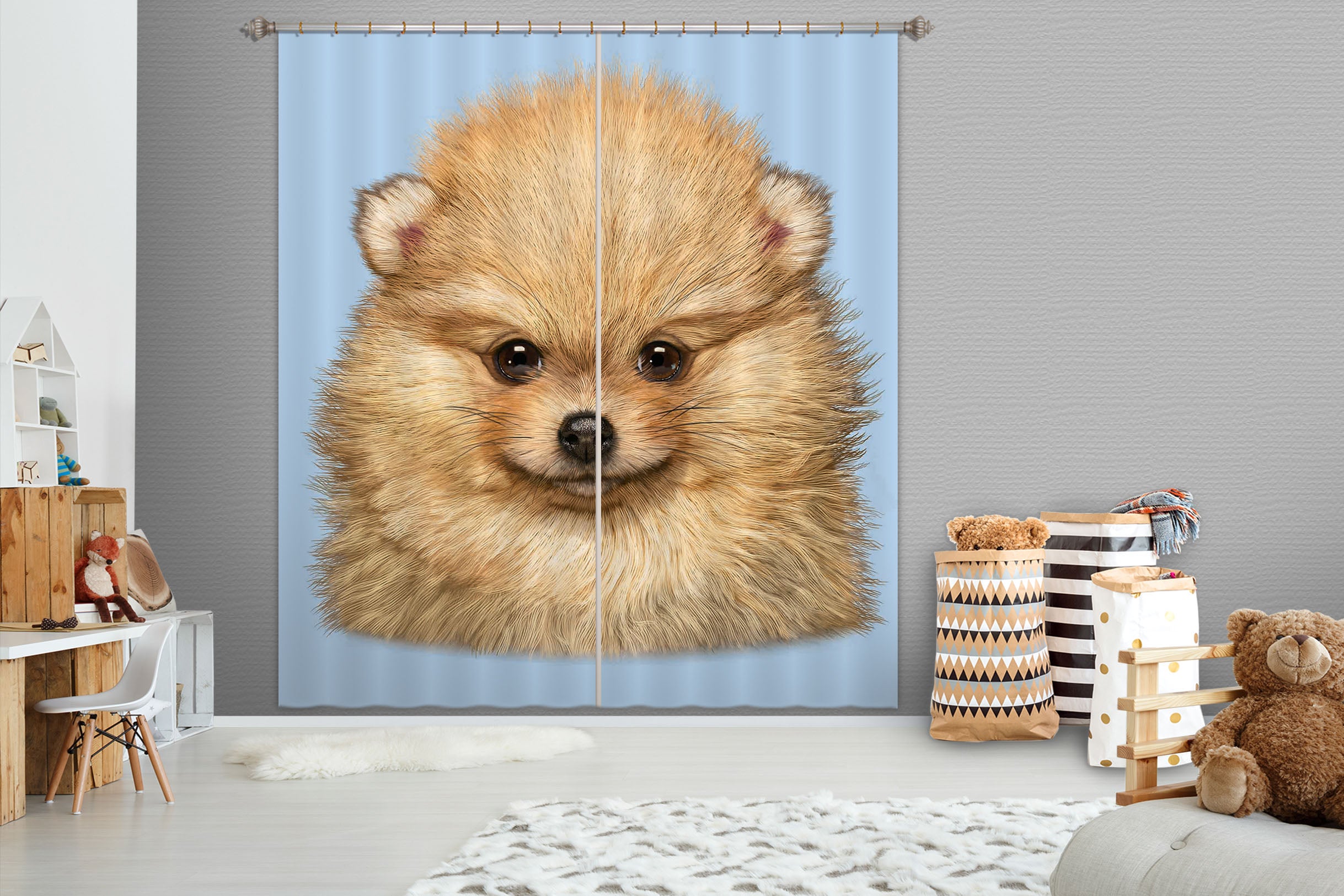 3D Cute Dog 062 Vincent Hie Curtain Curtains Drapes