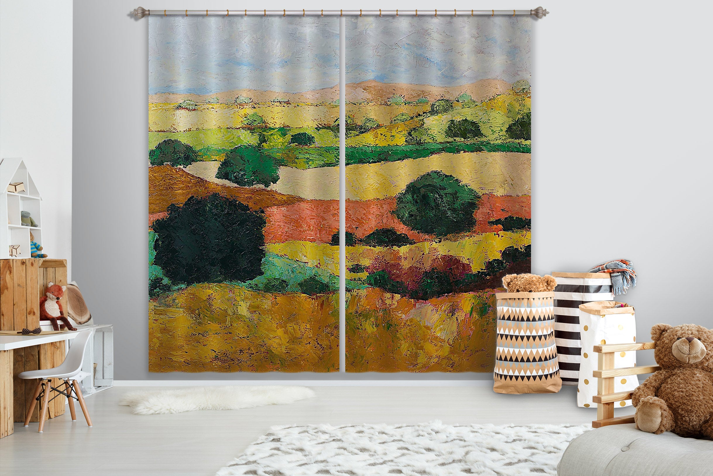 3D Colored Field 149 Allan P. Friedlander Curtain Curtains Drapes