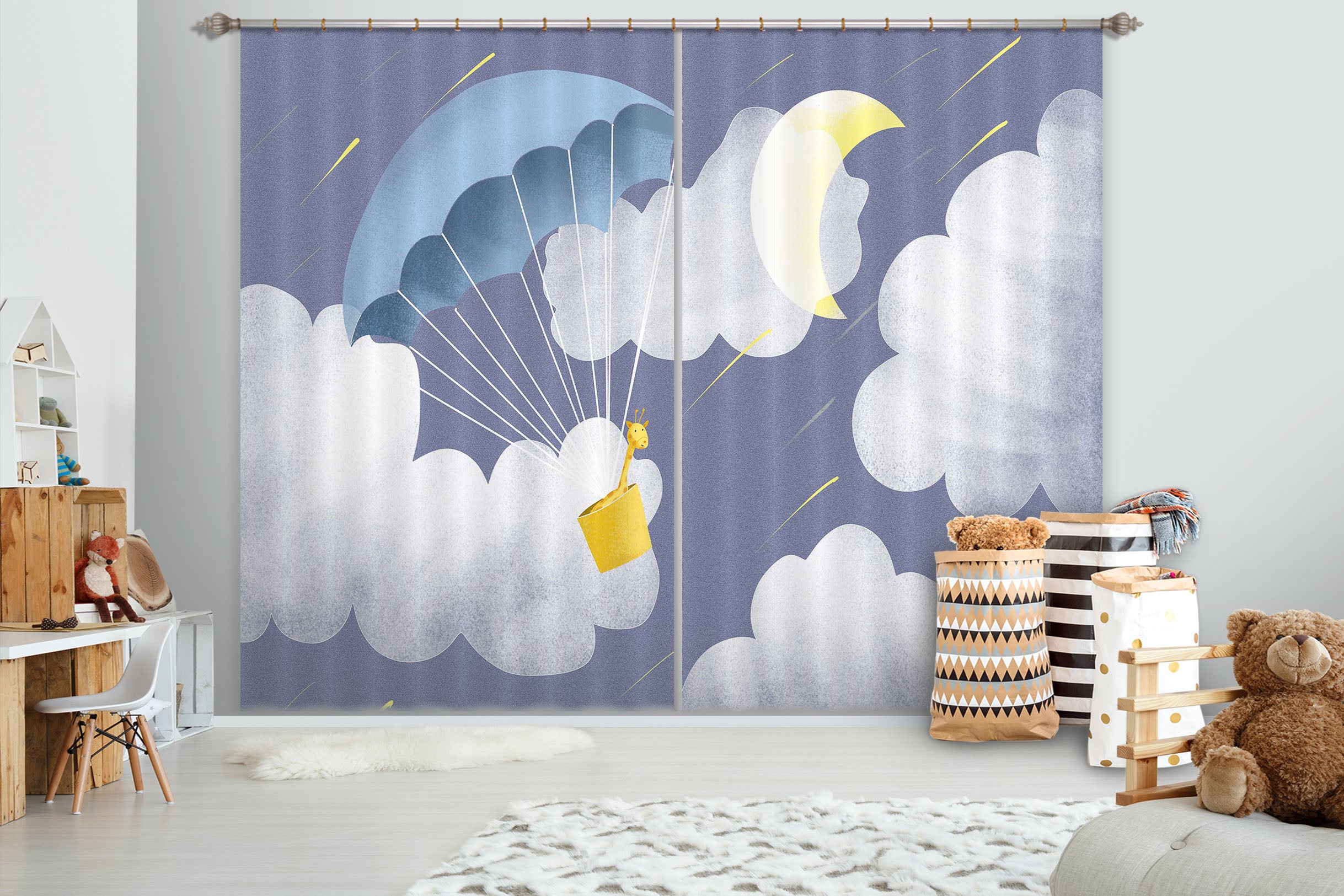 3D Parachute 747 Curtains Drapes