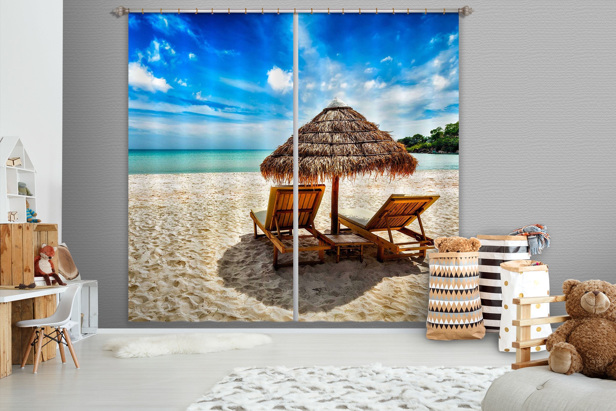 3D Beach Sun 813 Curtains Drapes Wallpaper AJ Wallpaper