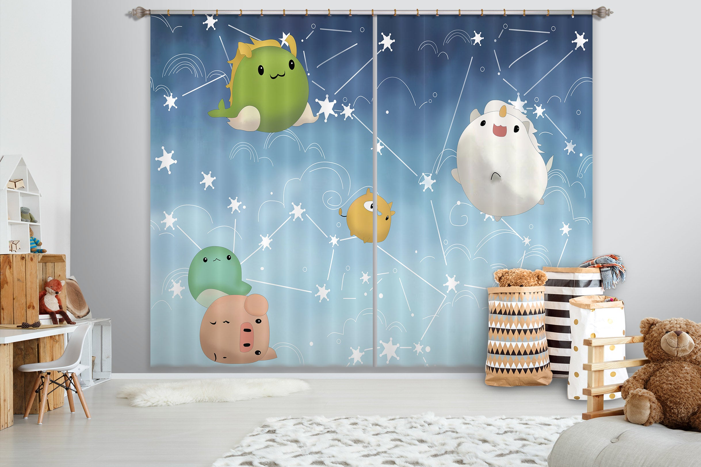 3D Cute Bug 737 Curtains Drapes