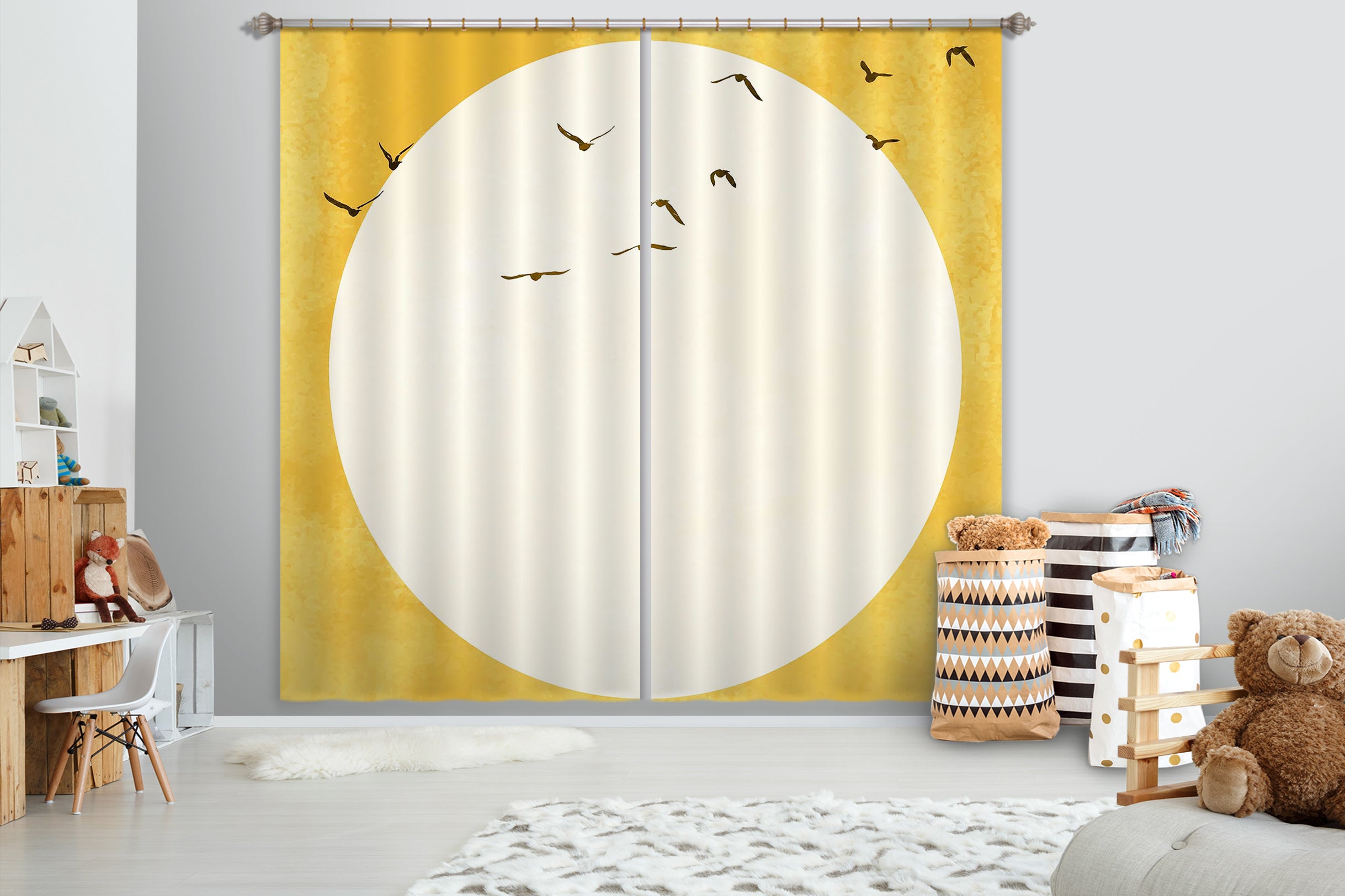 3D Flying Bird 064 Boris Draschoff Curtain Curtains Drapes